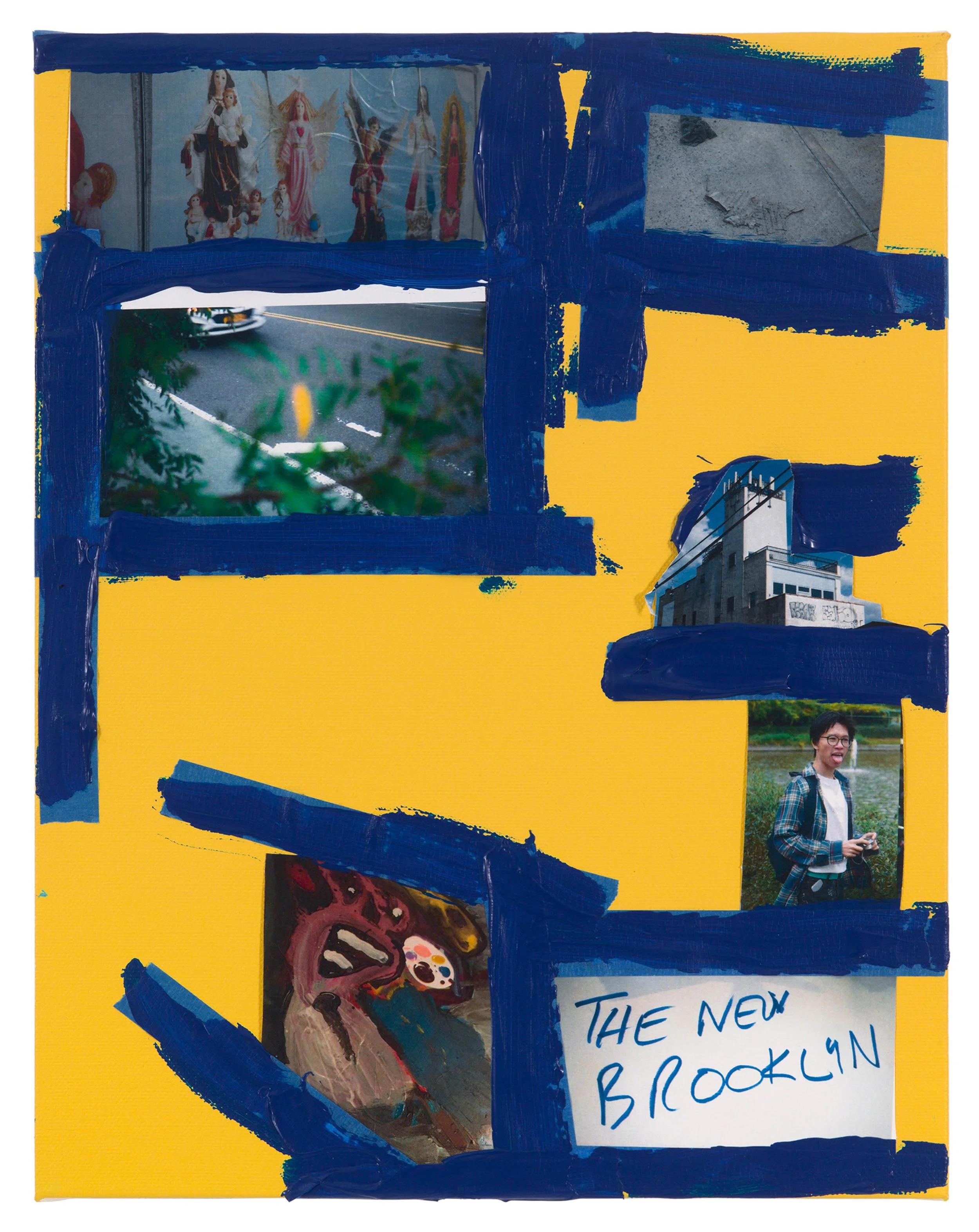  Drew Beattie and Ben Shepard  Job and the Tower   2019 acrylic and collage on canvas 14 x 11 inches 