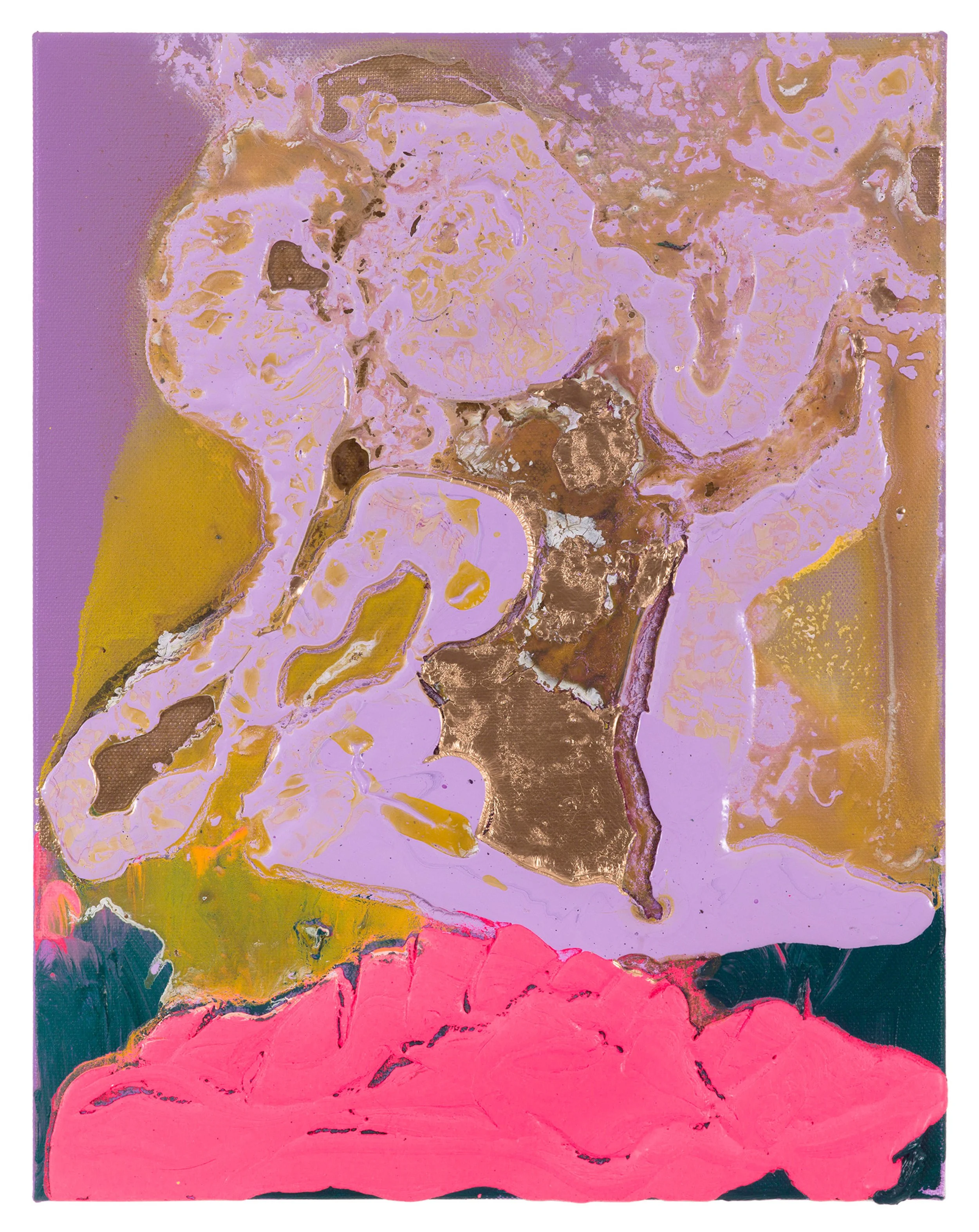  Drew Beattie and Ben Shepard  My Face in Molten Gold   2019 acrylic on canvas 14 x 11 inches 