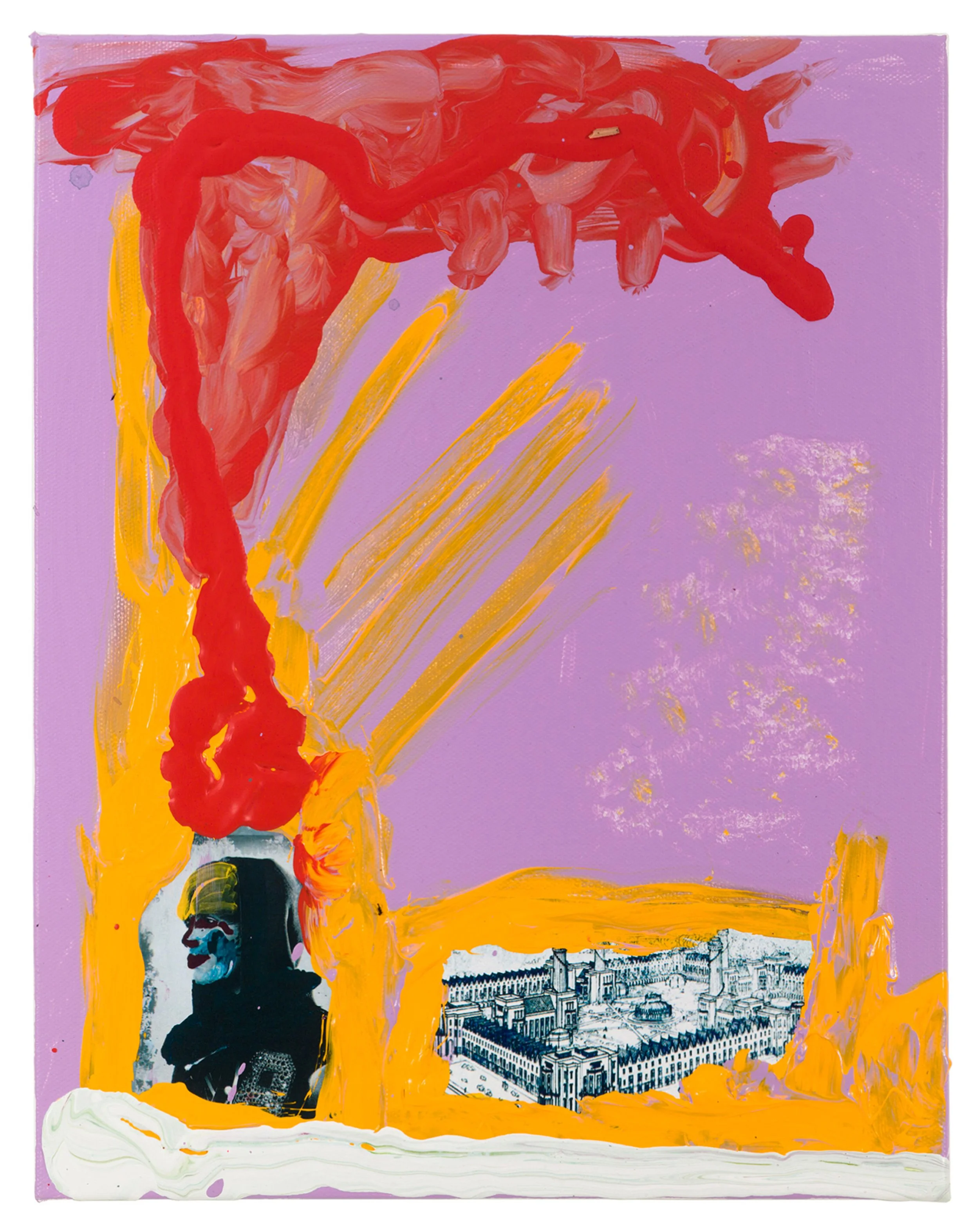  Drew Beattie and Ben Shepard  The Hunch   2019 acrylic and collage on canvas 14 x 11 inches 