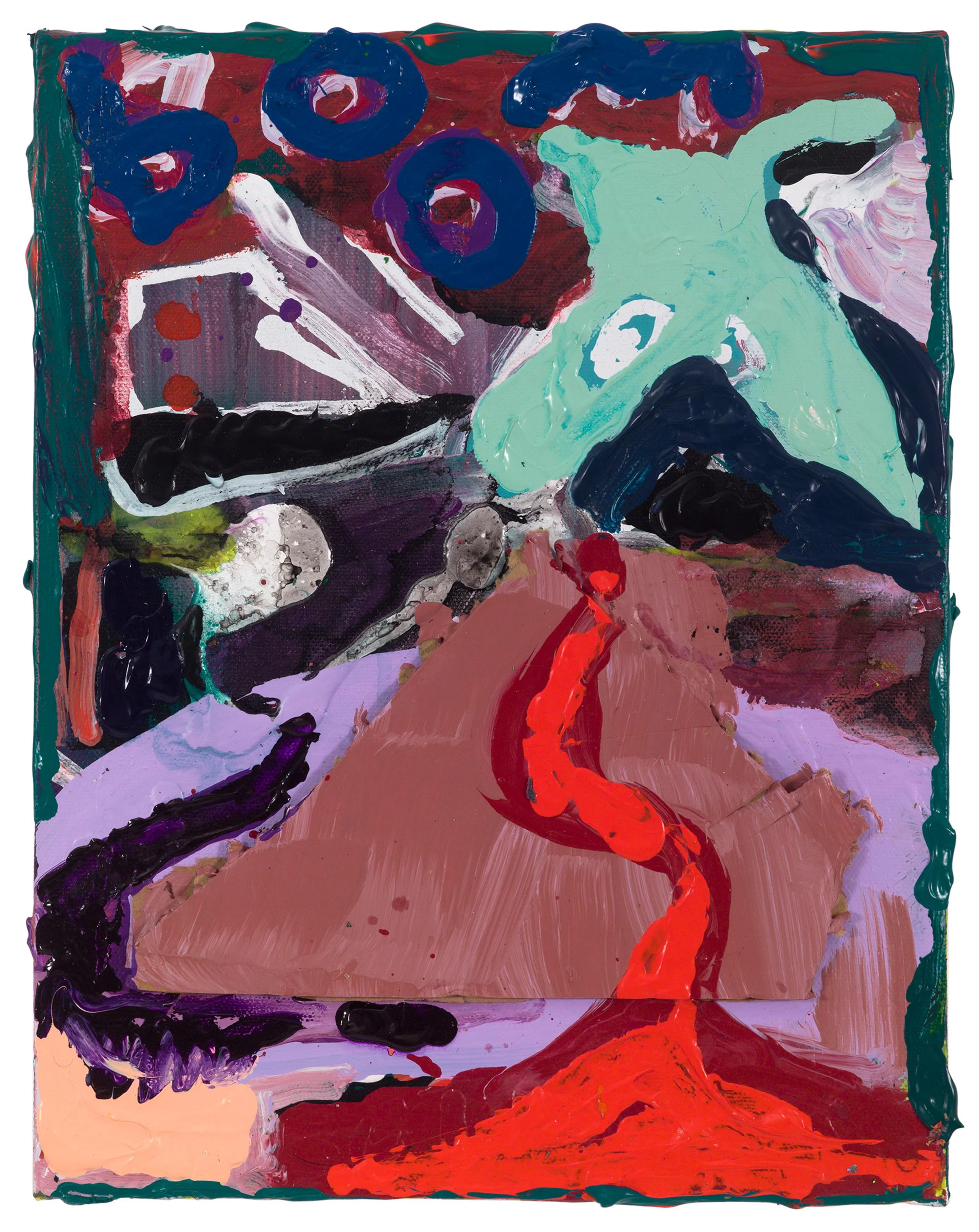  Drew Beattie and Ben Shepard  Moose Volcano   2019 acrylic and collage on canvas 14 x 11 inches 