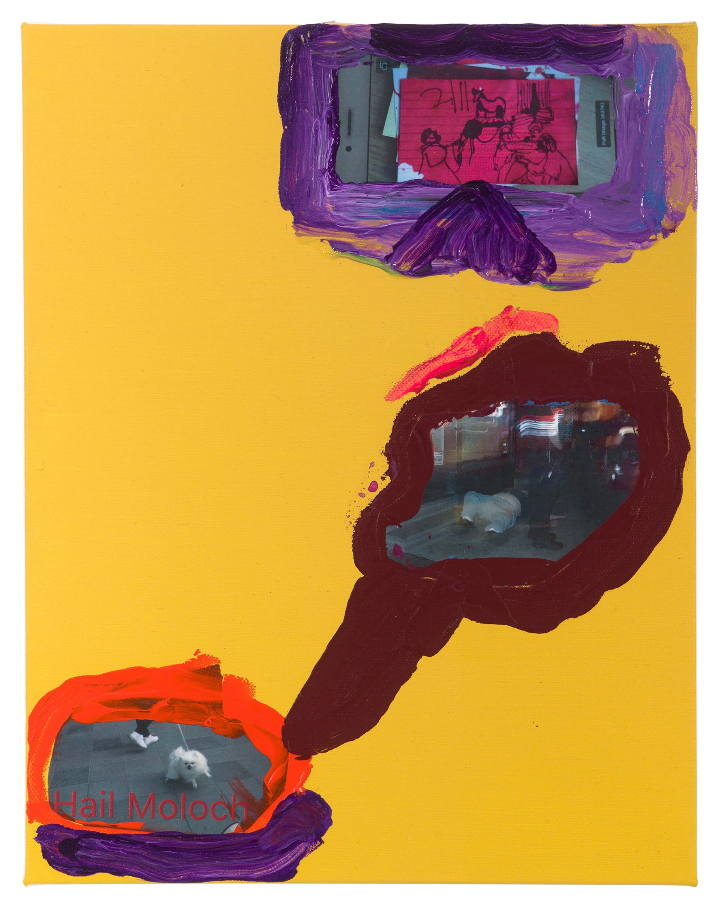  Drew Beattie and Ben Shepard  Dead Yellow Tour   2019 acrylic and collage on canvas 14 x 11 inches 