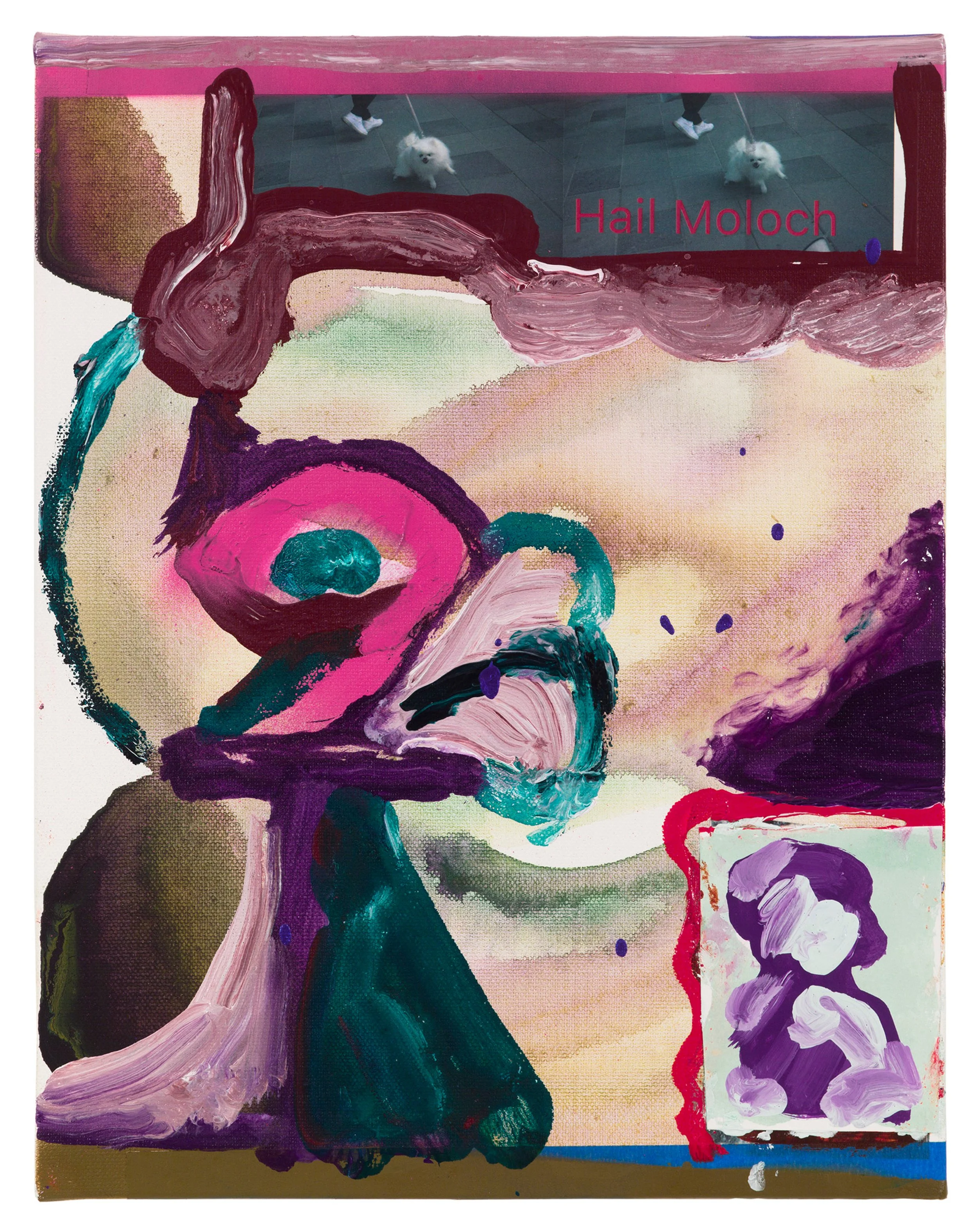  Drew Beattie and Ben Shepard  Dogs and Gods   2019 acrylic and collage on canvas 14 x 11 inches 