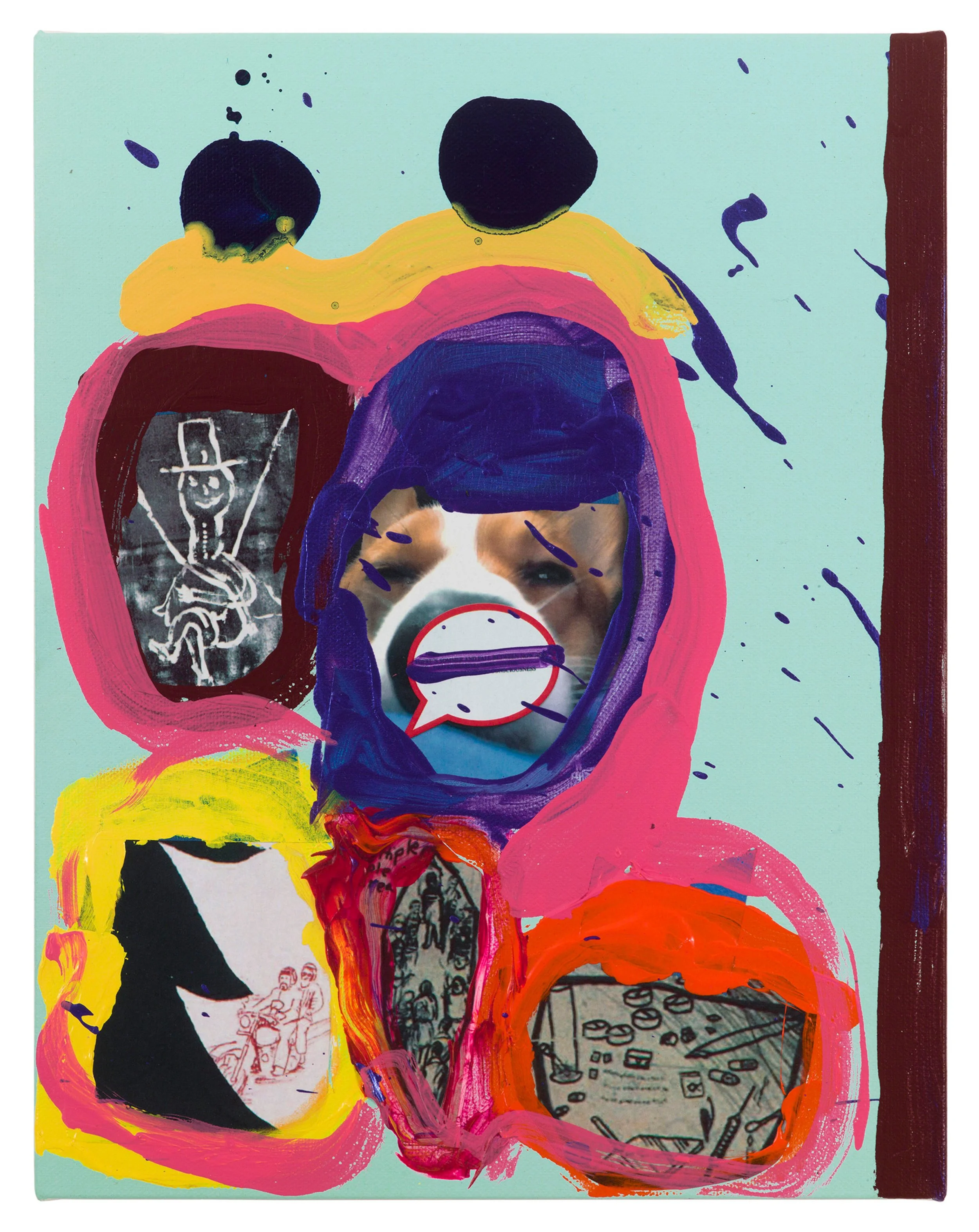  Drew Beattie and Ben Shepard  At the Window   2019 acrylic and collage on canvas 14 x 11 inches 