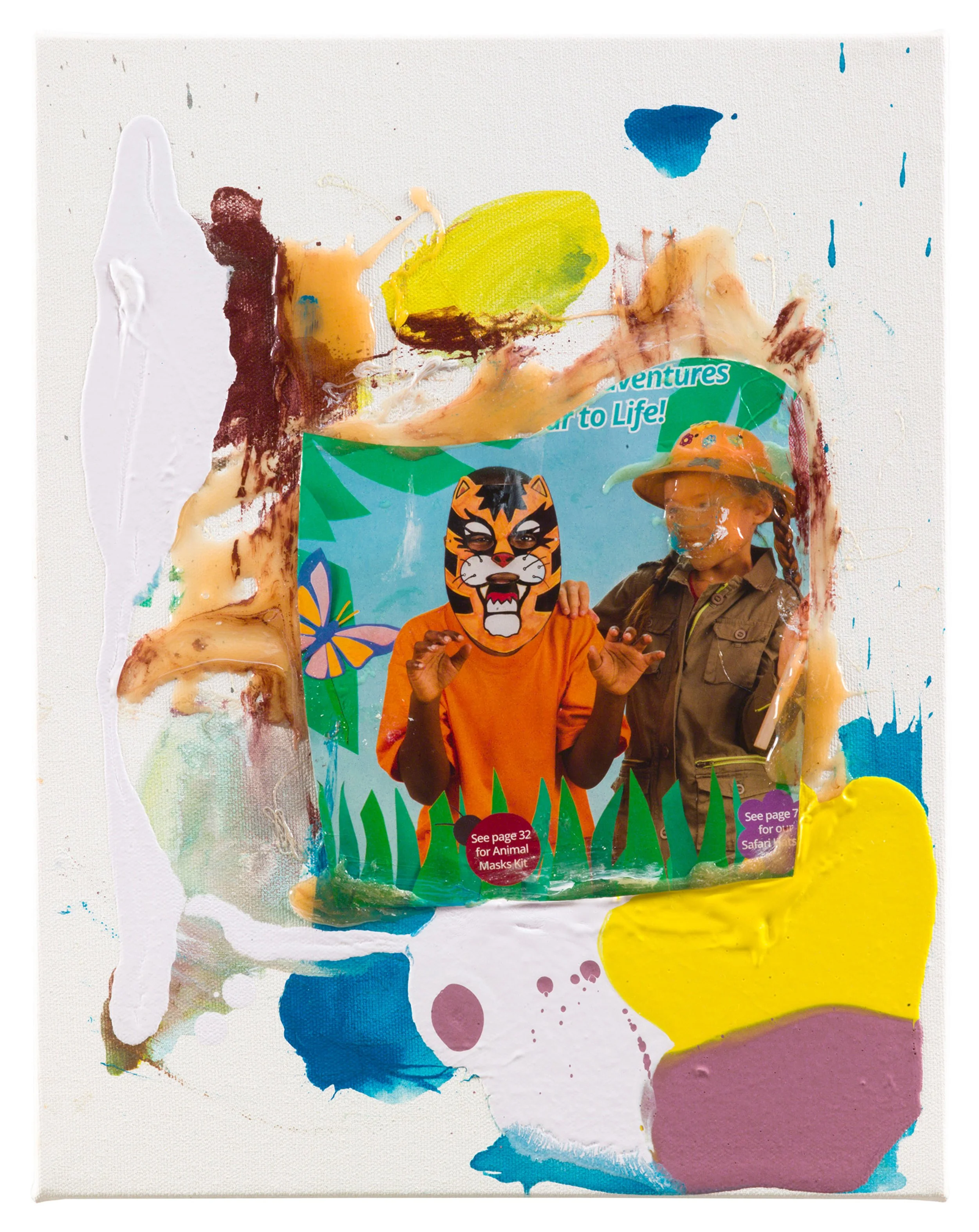  Drew Beattie  Girl with Tiger   2018 acrylic, resin and collage on canvas 14 x 11 inches 