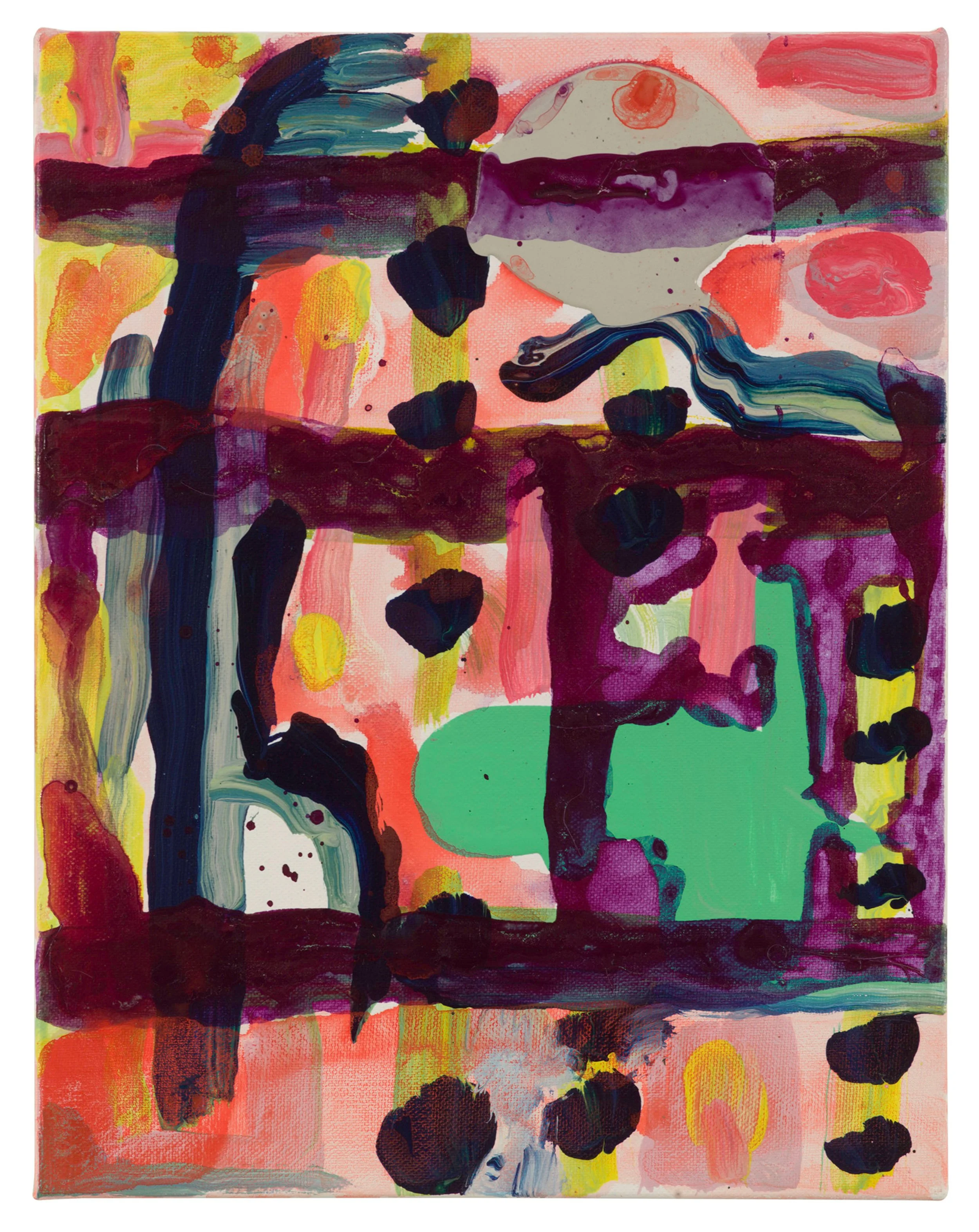  Drew Beattie and Ben Shepard  Shelves and Falling Things   2016 acrylic on canvas 14 x 11 inches 
