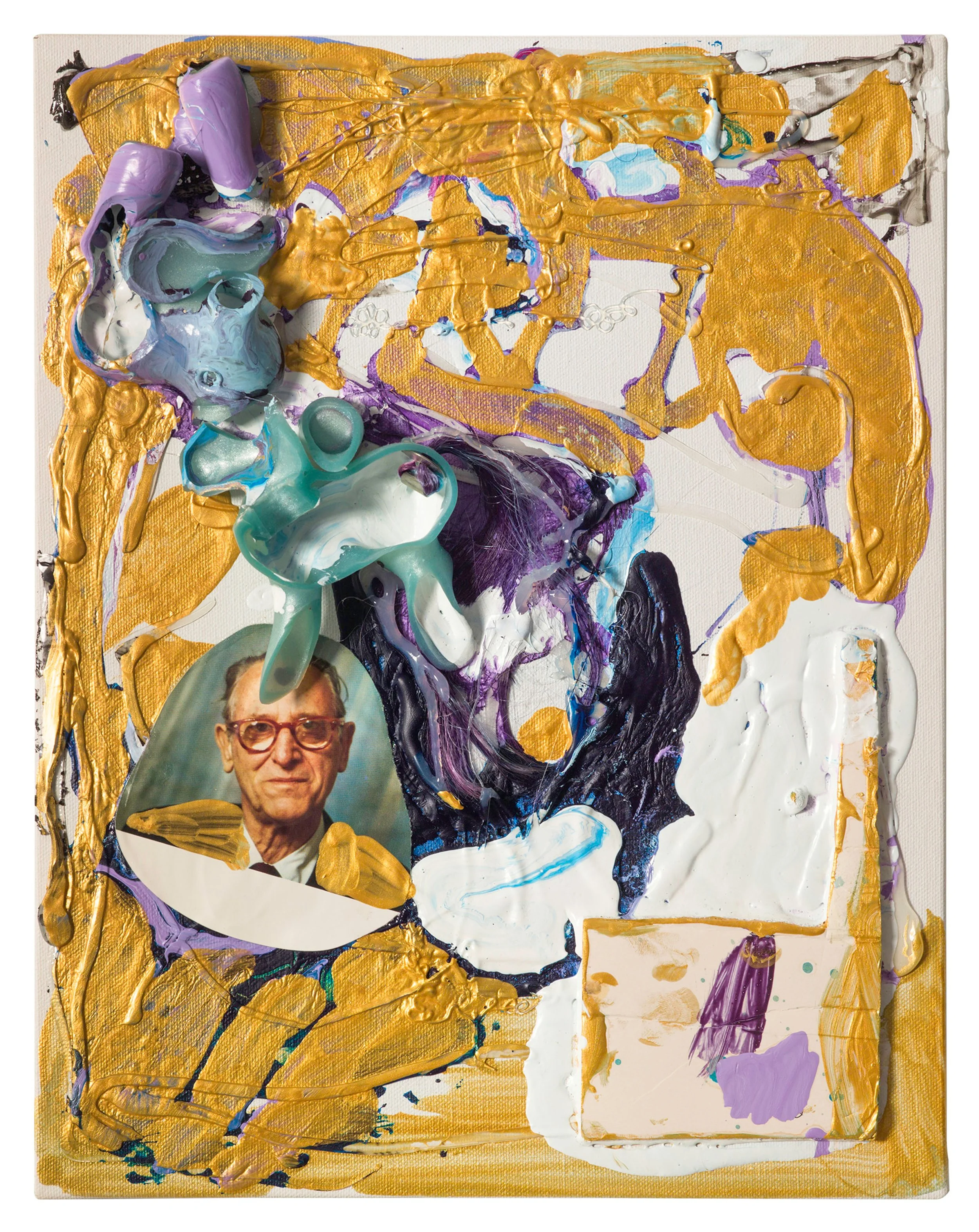  Drew Beattie  General Jeff and Prancy   2016 acrylic, plastic, hot glue and collage on canvas 14 x 11 inches 