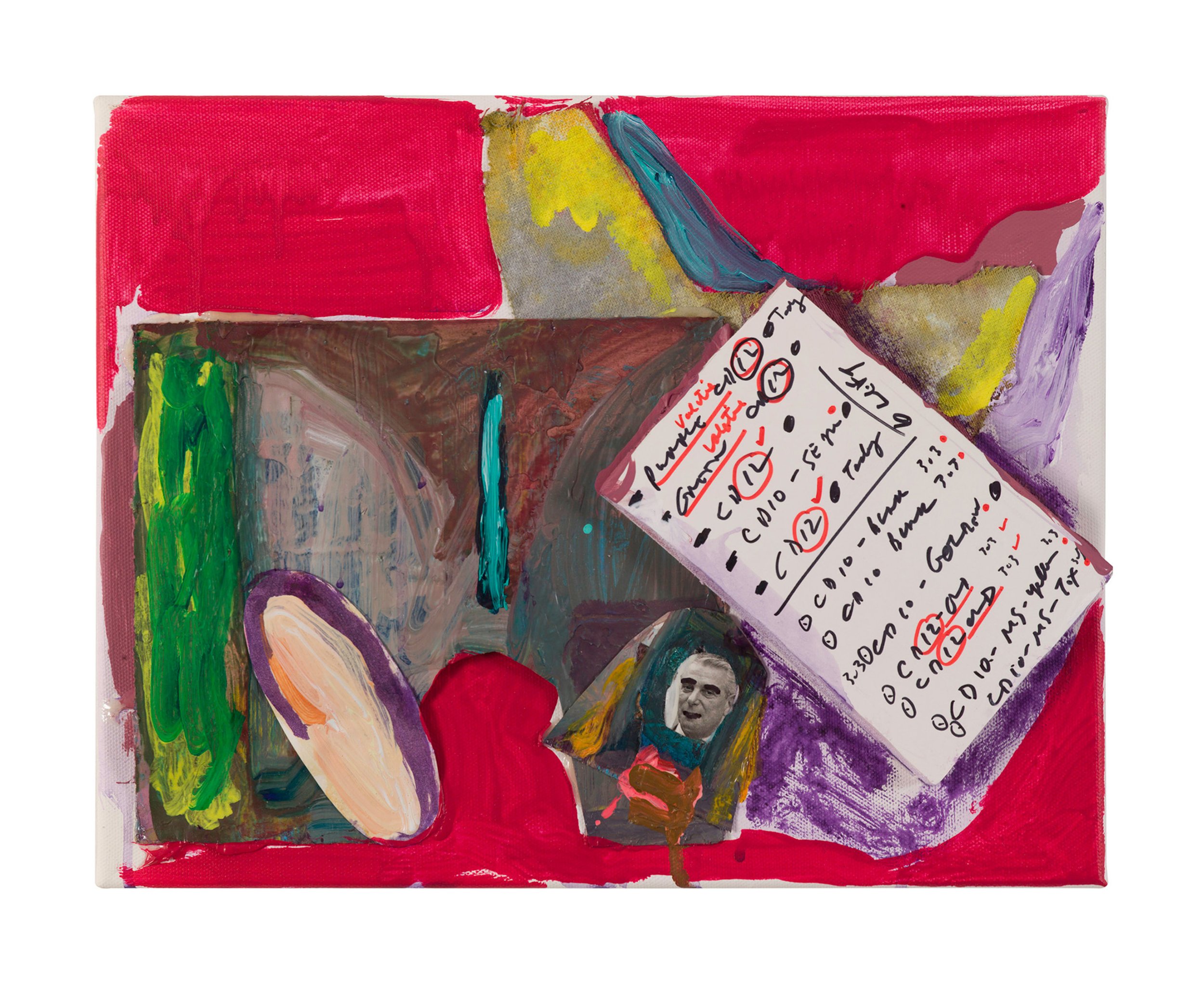  Drew Beattie  Corner Office   2016 acrylic, permanent marker and collage on canvas 11 x 14 inches 