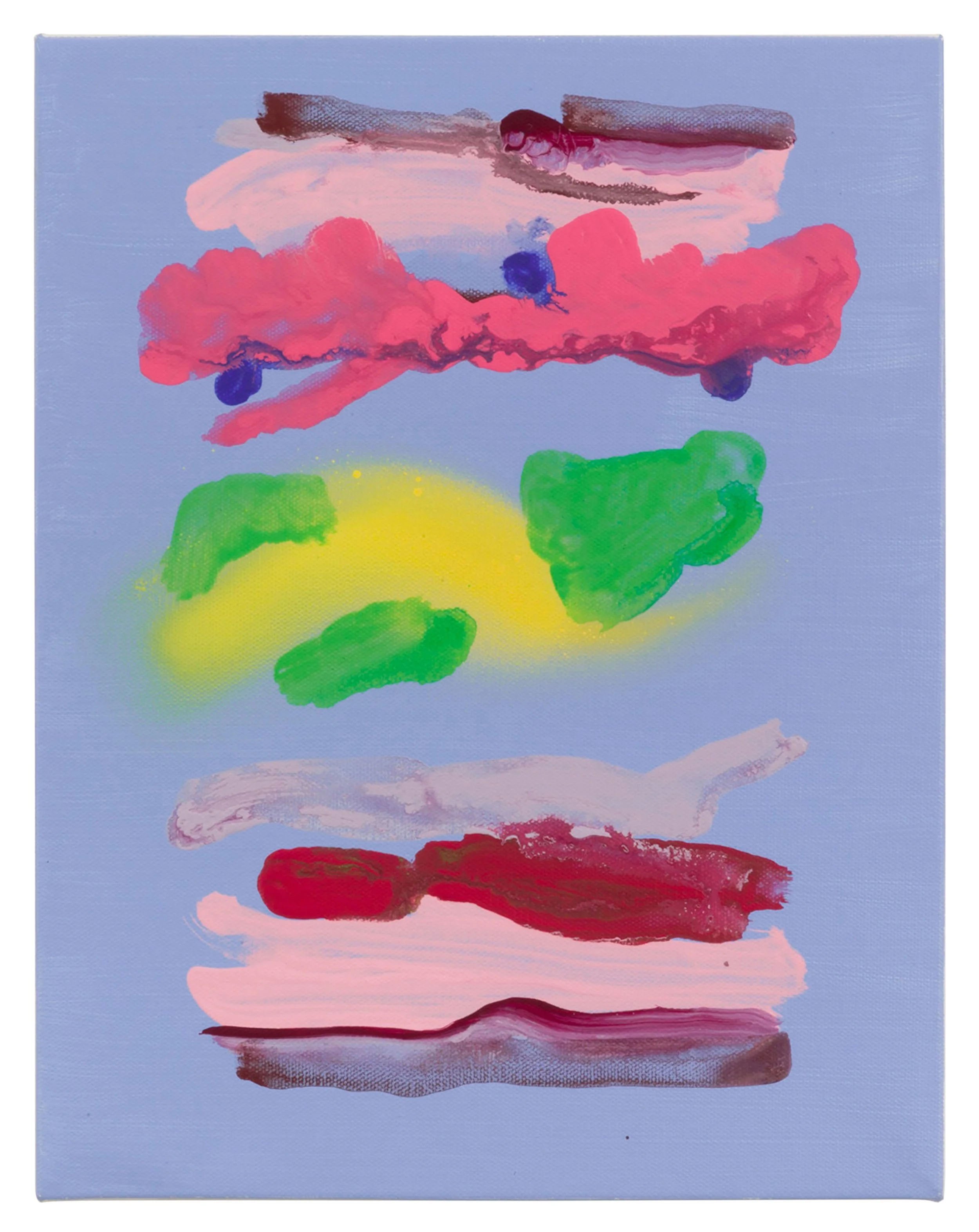  Drew Beattie and Ben Shepard  Small Sandwich on Cool Blue   2015 acrylic and spray paint on canvas 14 x 11 inches 