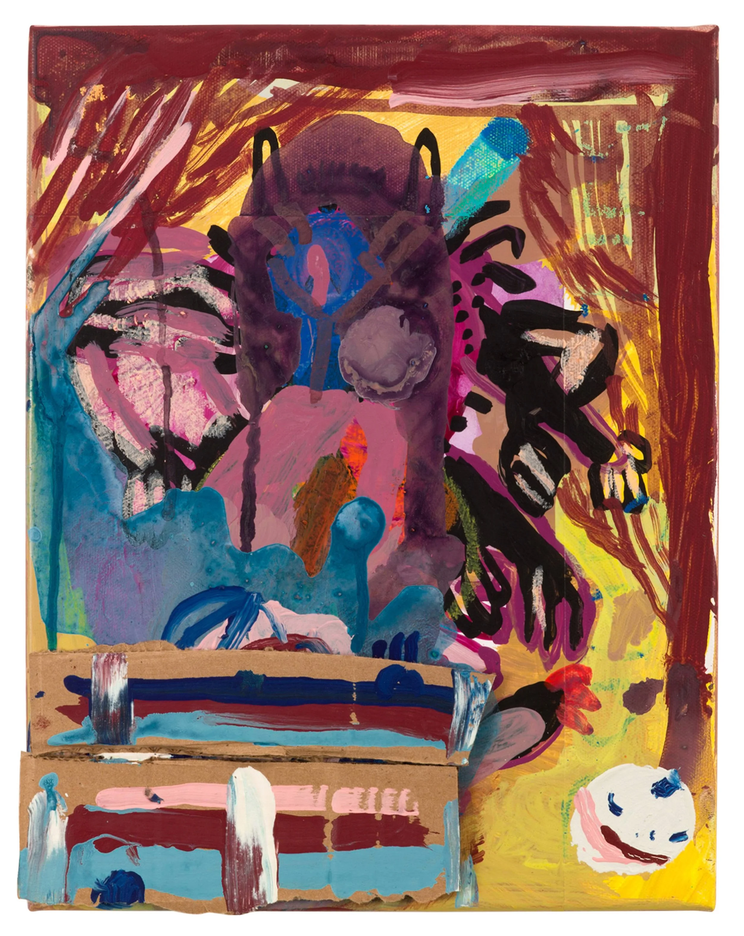  Drew Beattie and Ben Shepard  Theater Scene   2015 acrylic, crayon and cardboard on canvas 14 x 11 inches 