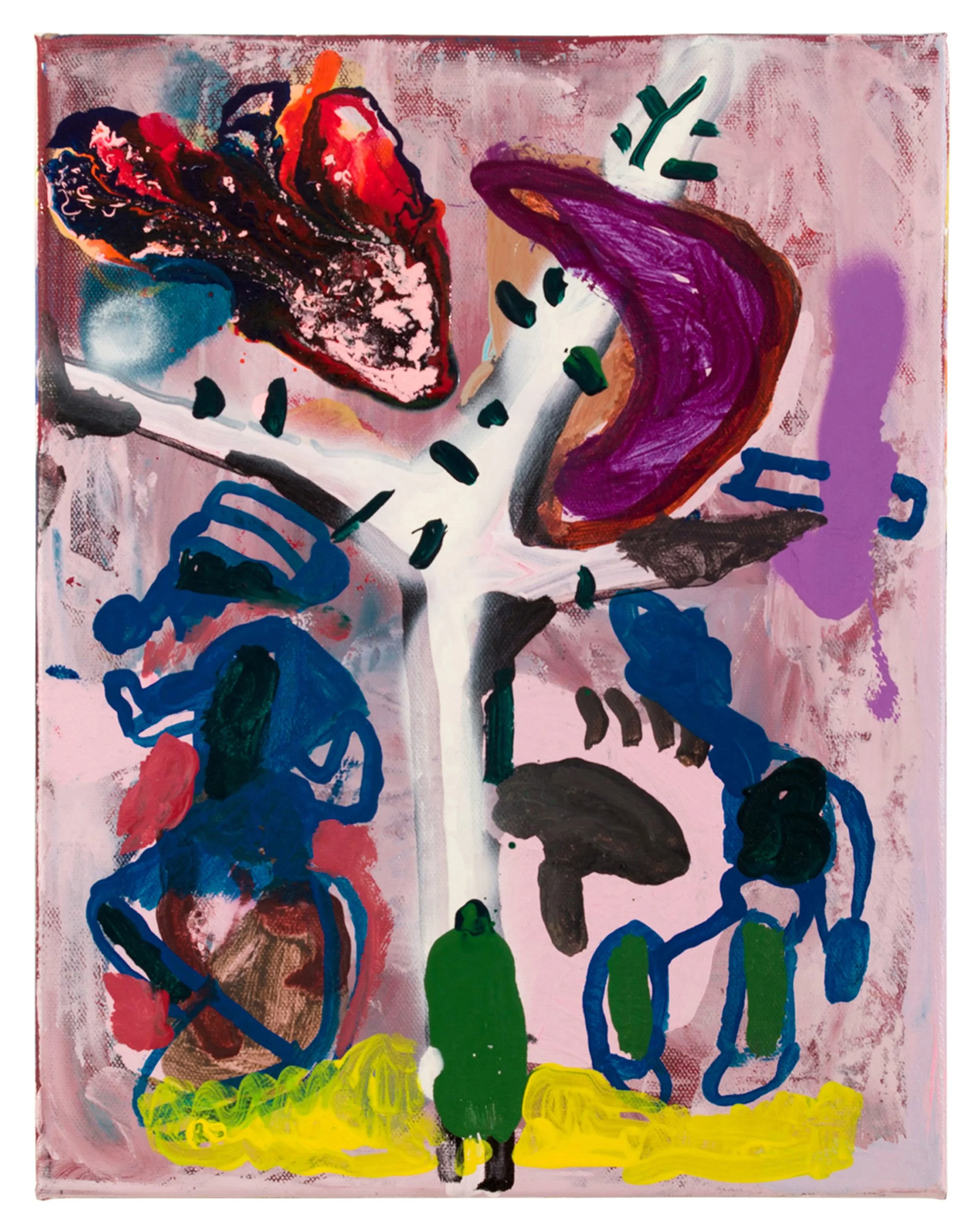  Drew Beattie and Ben Shepard  Tree Chart   2015 acrylic and spray paint on canvas 14 x 11 inches 