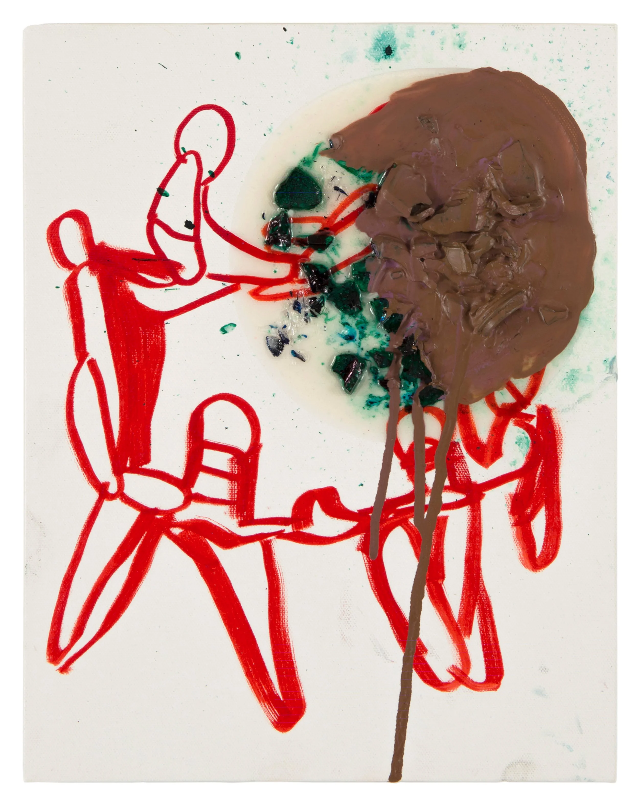  Drew Beattie and Ben Shepard  World of Wishes   2014 acrylic, permanent marker ink and broken glass on canvas 14 x 11 inches 