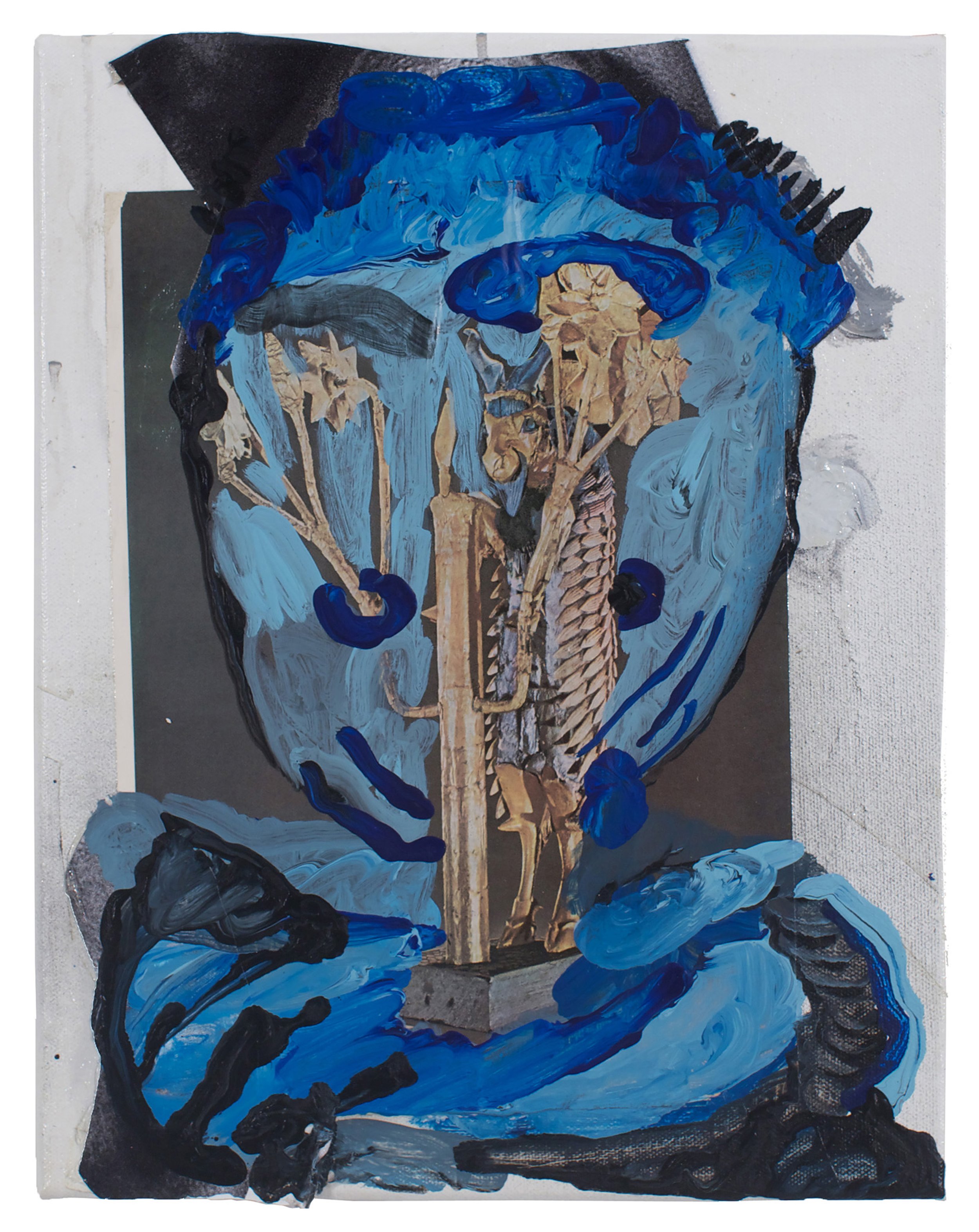  Drew Beattie and Ben Shepard  Table for One   2014 acrylic and collage on canvas 14 x 11 inches 