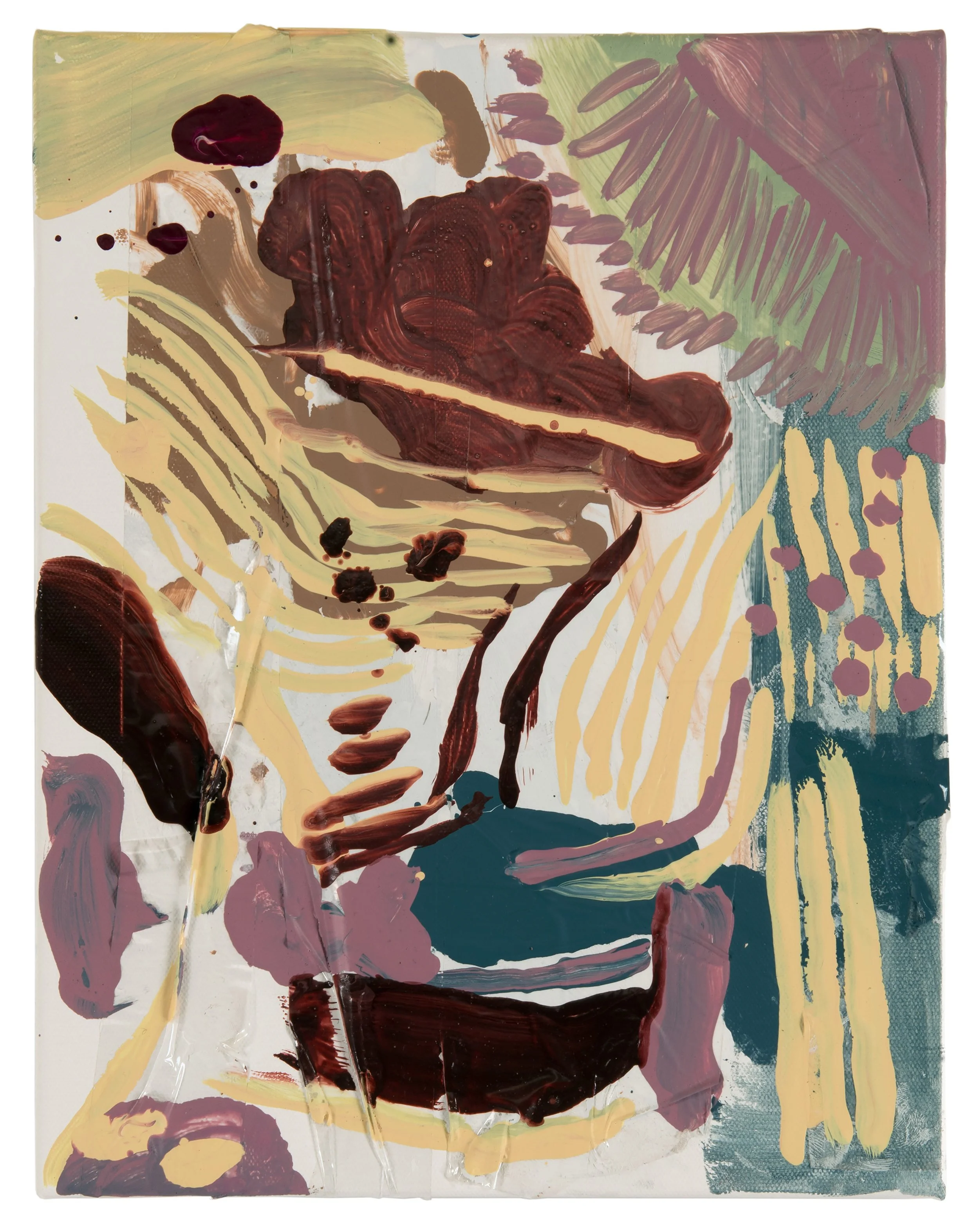  Drew Beattie  Scratchy Feelings   2014 acrylic and packing tape on canvas 14 x 11 inches 