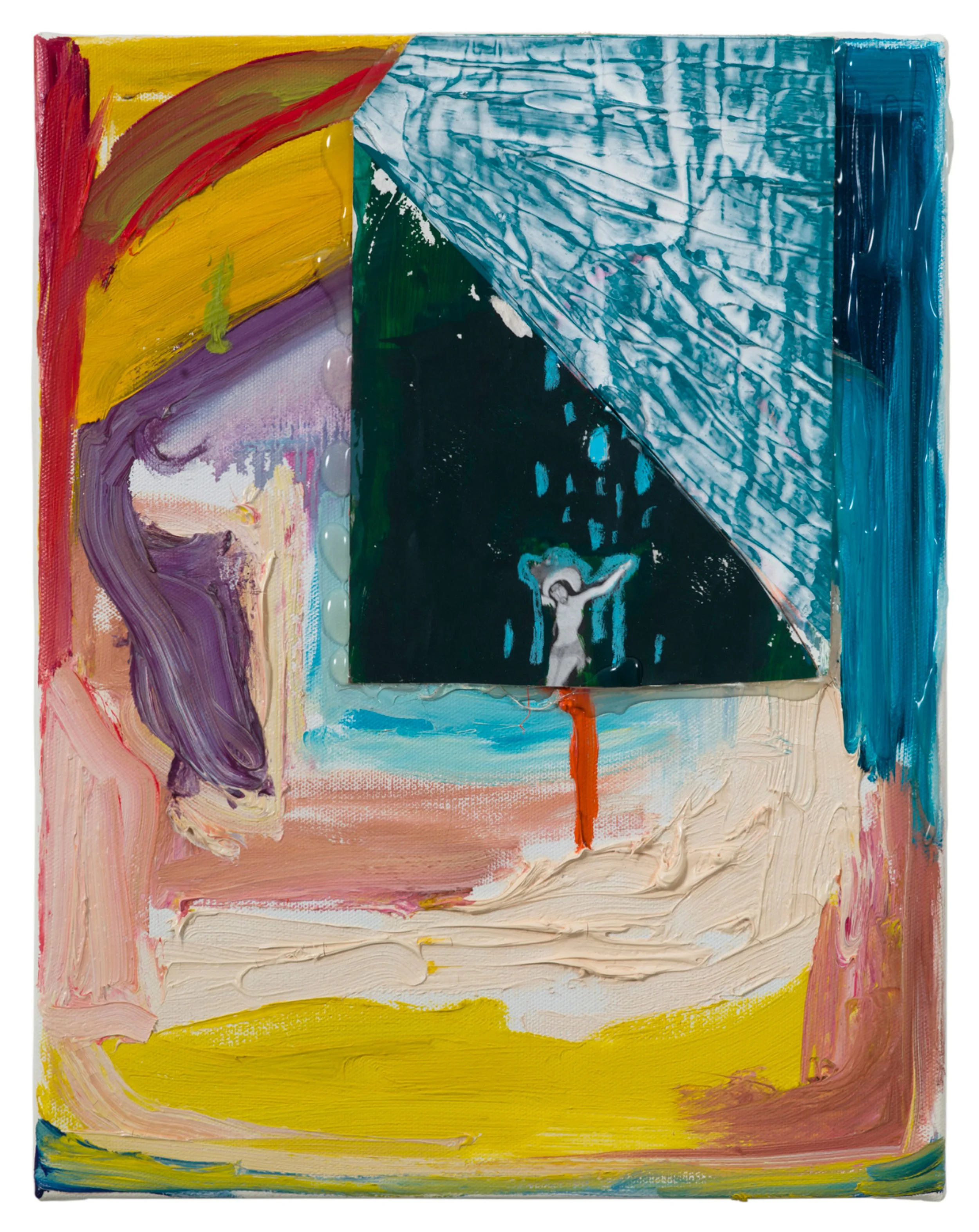  Drew Beattie  Crucifixion in the Abstraction &nbsp; 2008 oil, collage and hot glue on canvas 14 x 11 inches 
