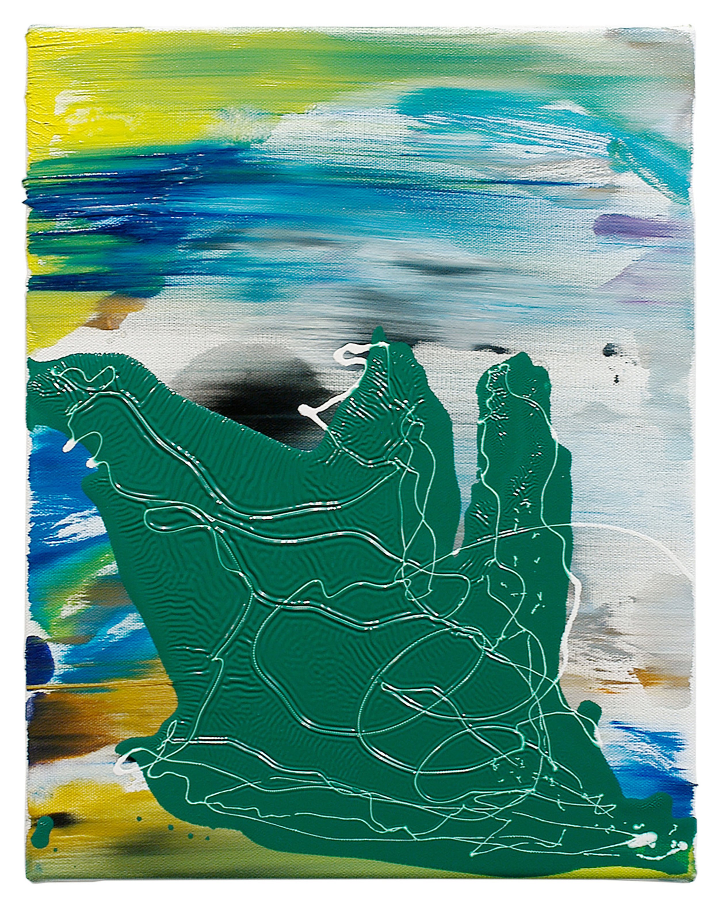  Drew Beattie  Snailriders   2005 oil and enamel on canvas 14 x 11 inches 