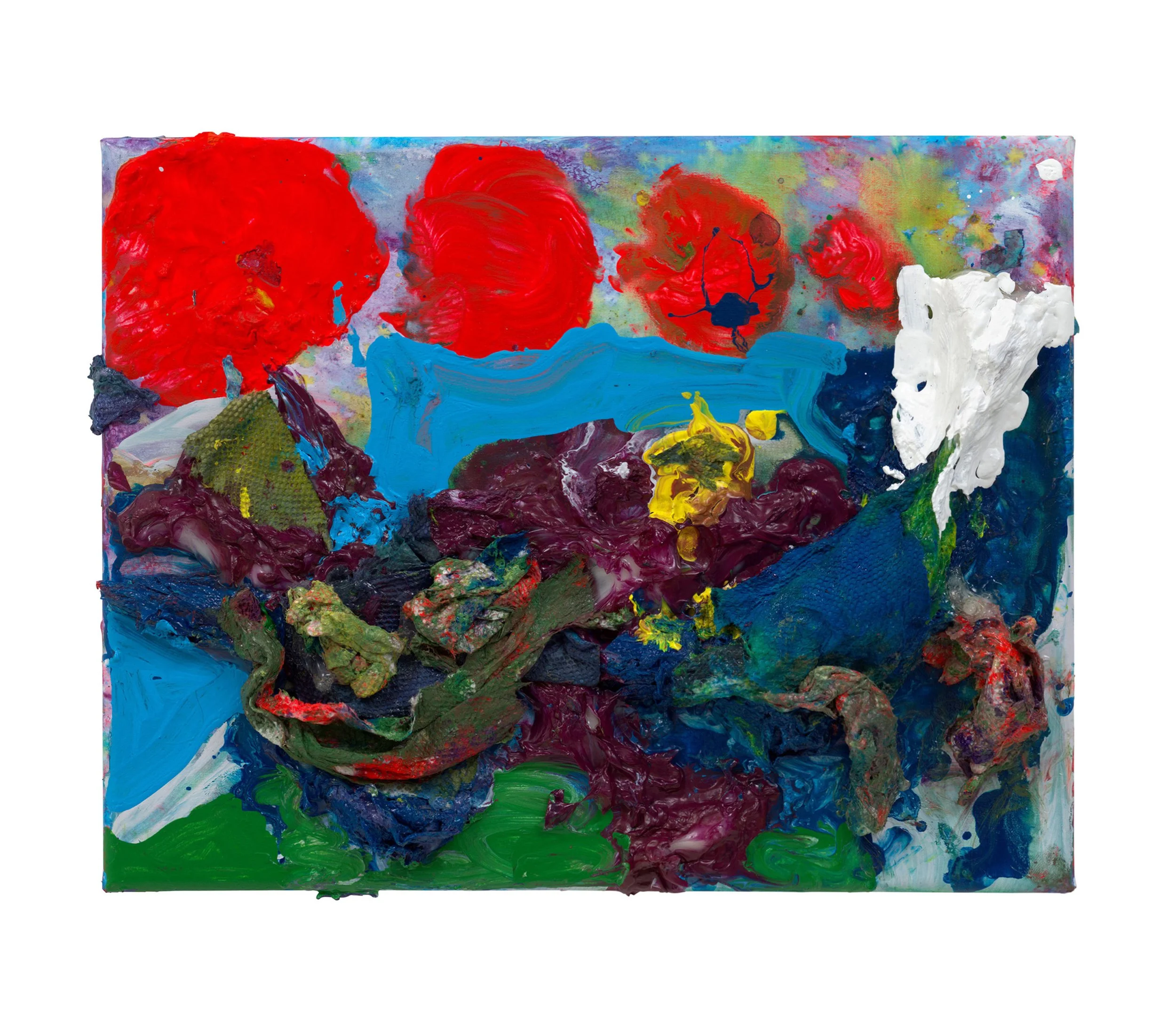  Drew Beattie and Ben Shepard  Sky Over Land   2022 acrylic and collage on canvas 11 x 14 inches 