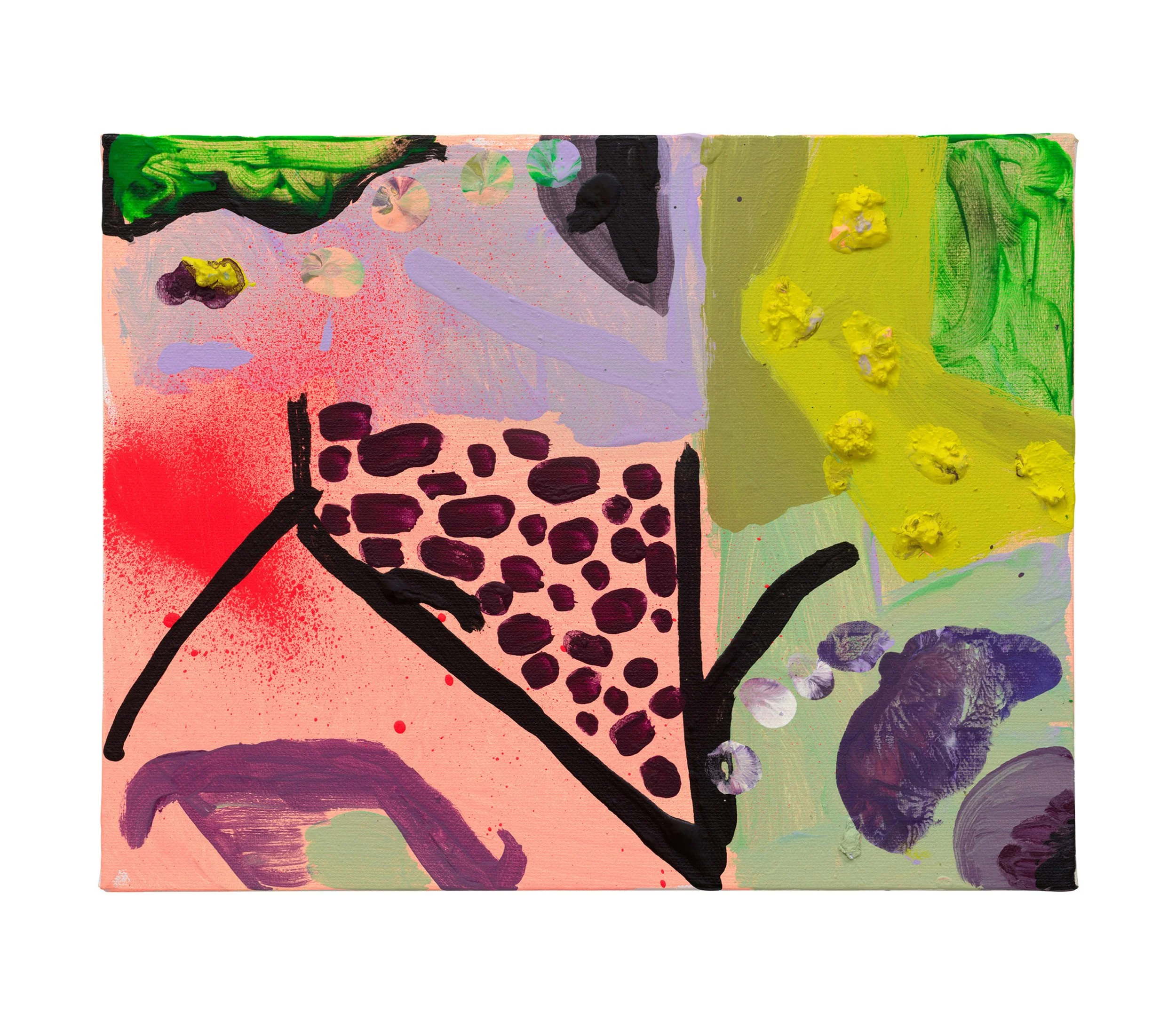  Drew Beattie and Ben Shepard  Garden Stones   2022 acrylic and spray paint on canvas 11 x 14 inches 