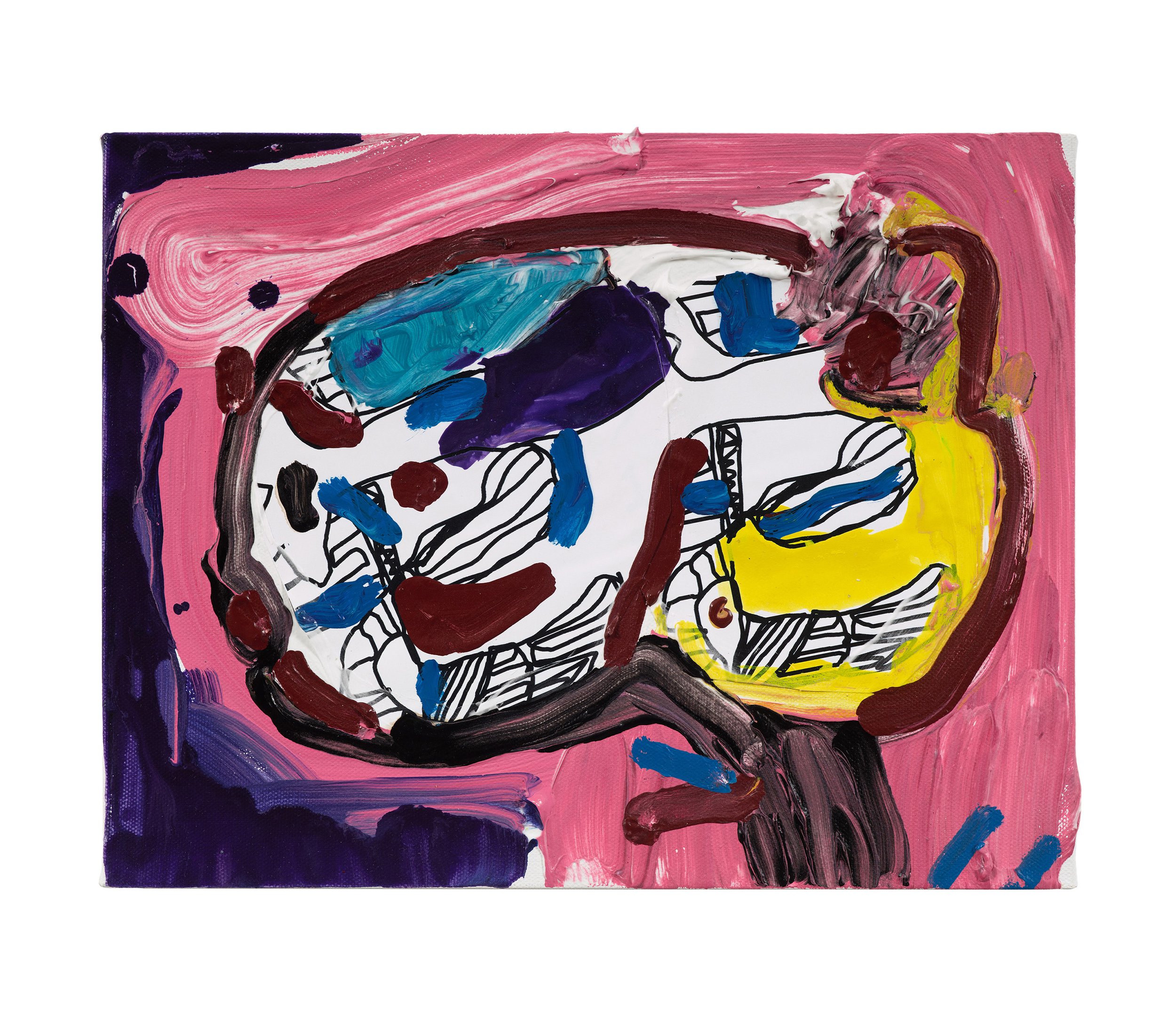  Drew Beattie and Ben Shepard  Brain with Eyes   2021 acrylic and collage on canvas 11 x 14 inches 