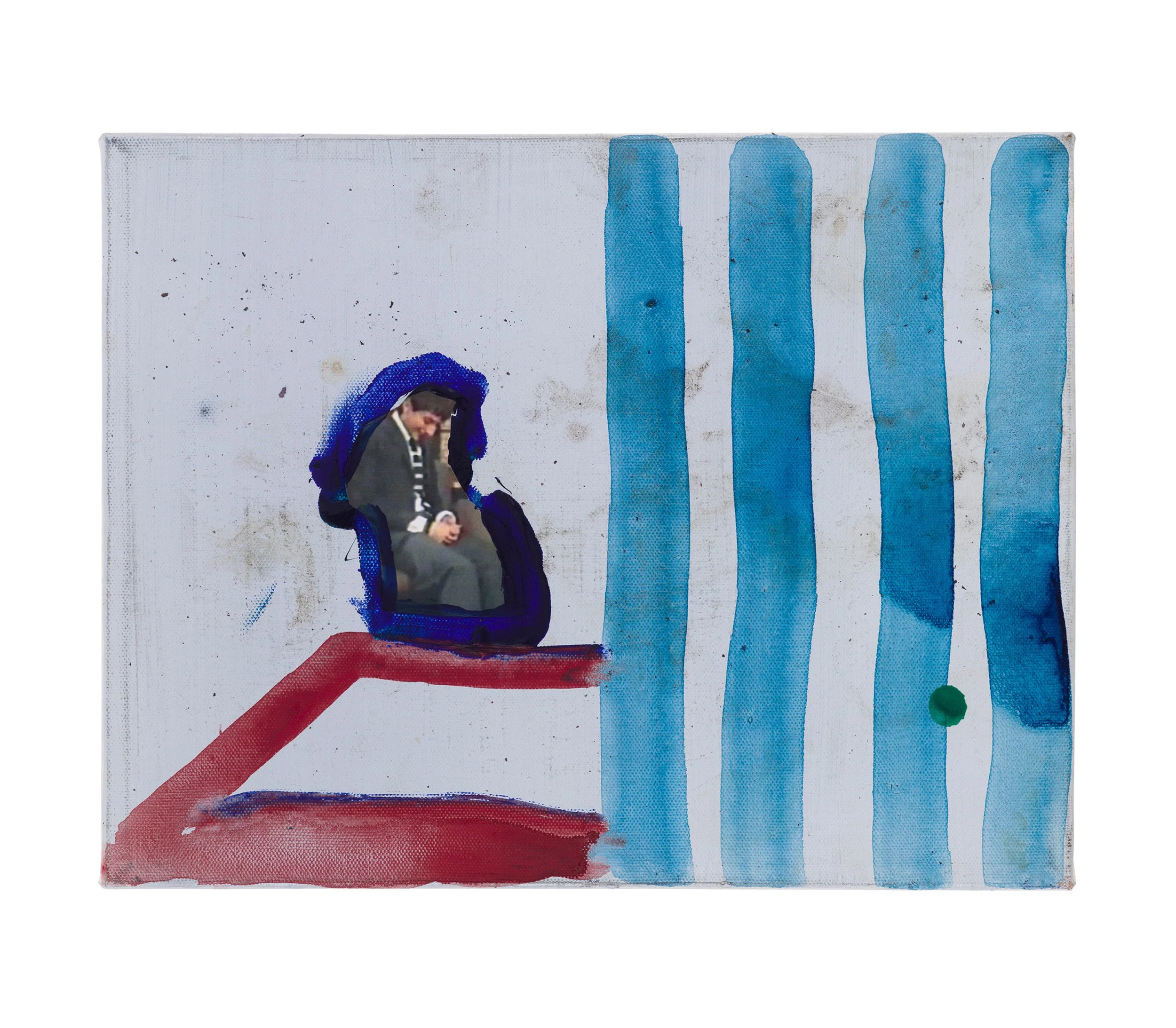  Drew Beattie and Ben Shepard  Harmony and the Green Dot   2019 acrylic and collage on canvas 11 x 14 inches 