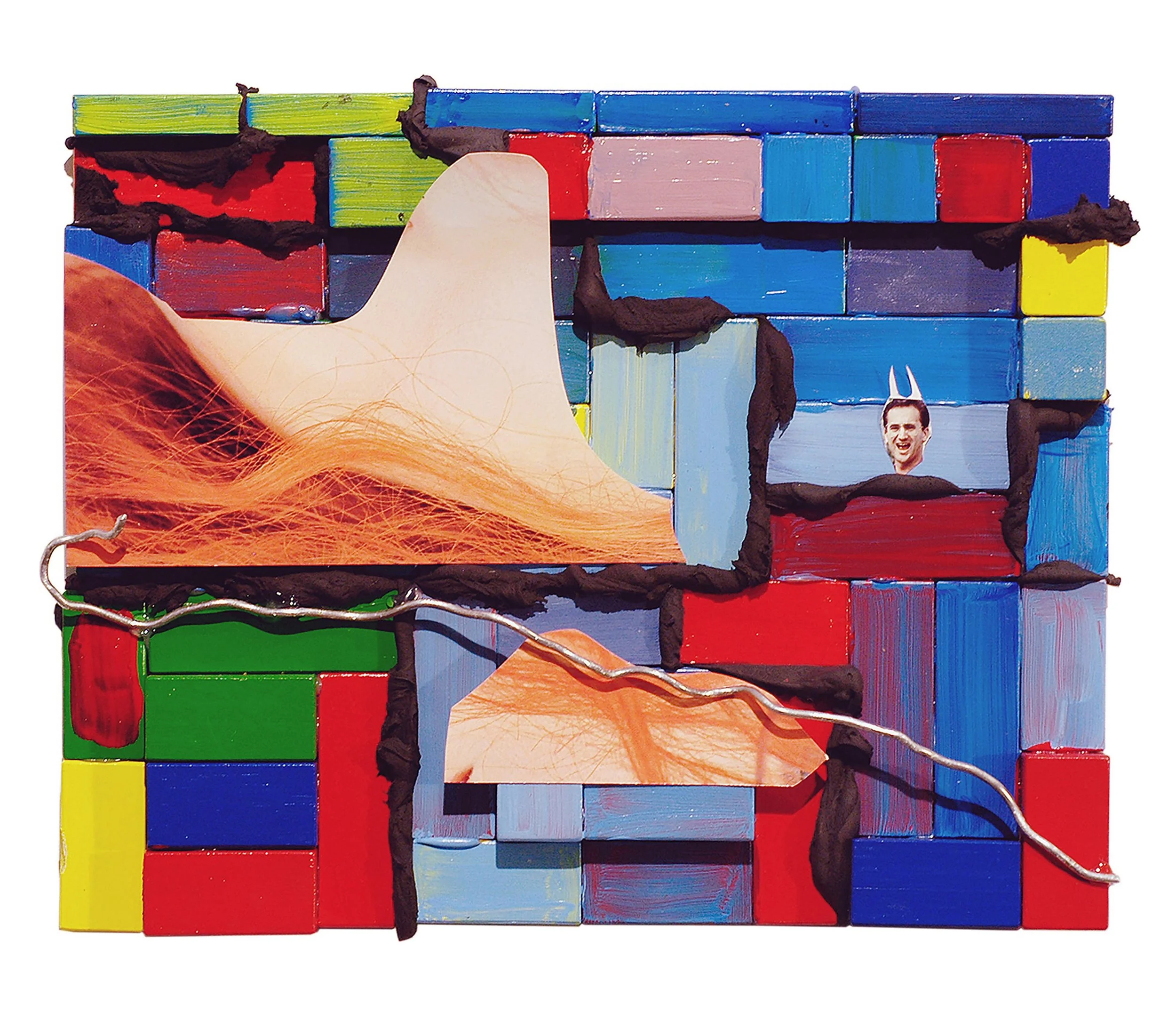  Drew Beattie  Ed and Anita Dawson &nbsp; 2005 acrylic, bondo, collage, wire, hot glue and blocks 12 x 15¼ inches 
