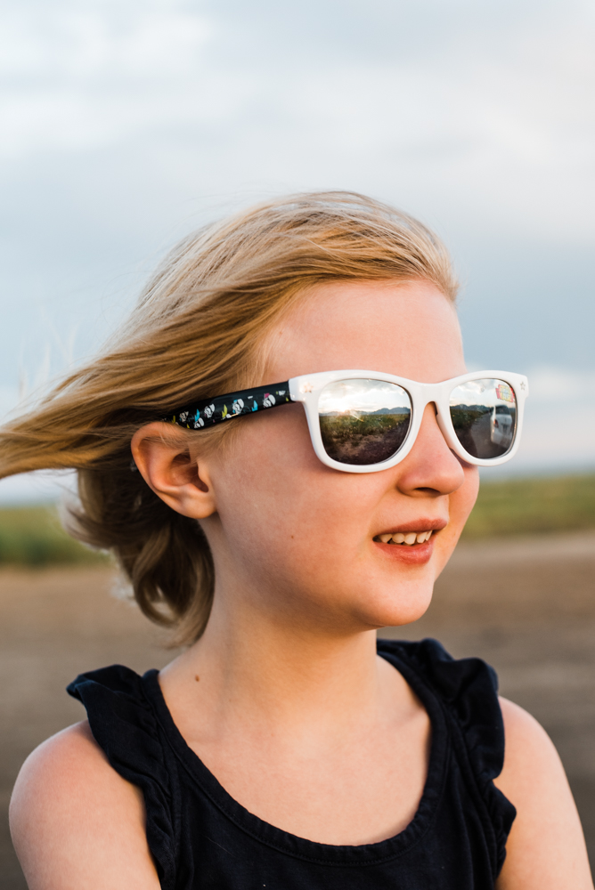 Sienna and I saying goodnight to sun. It had a long day! You can see the Flatirons in her glasses if you look close. 