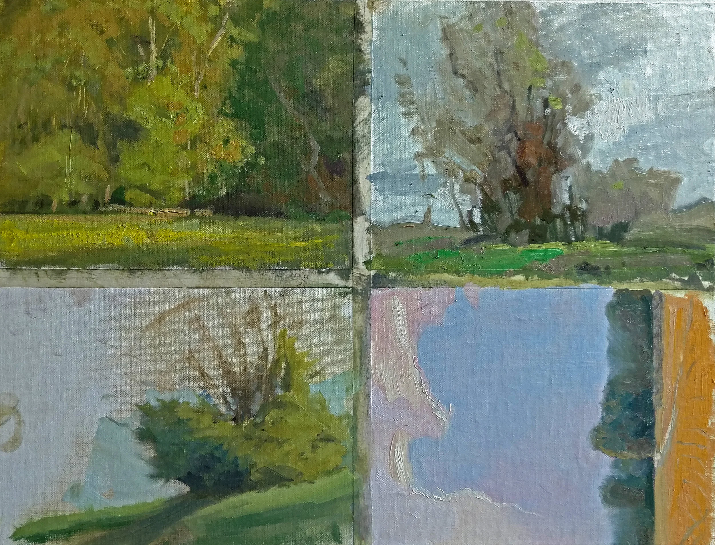 Top left is my day one morning jitter reducer. The next two are my lunch break sketches ( see him work on them HERE ). The bottom right is from a later day and another painting (I ended up painting it - see Home page).