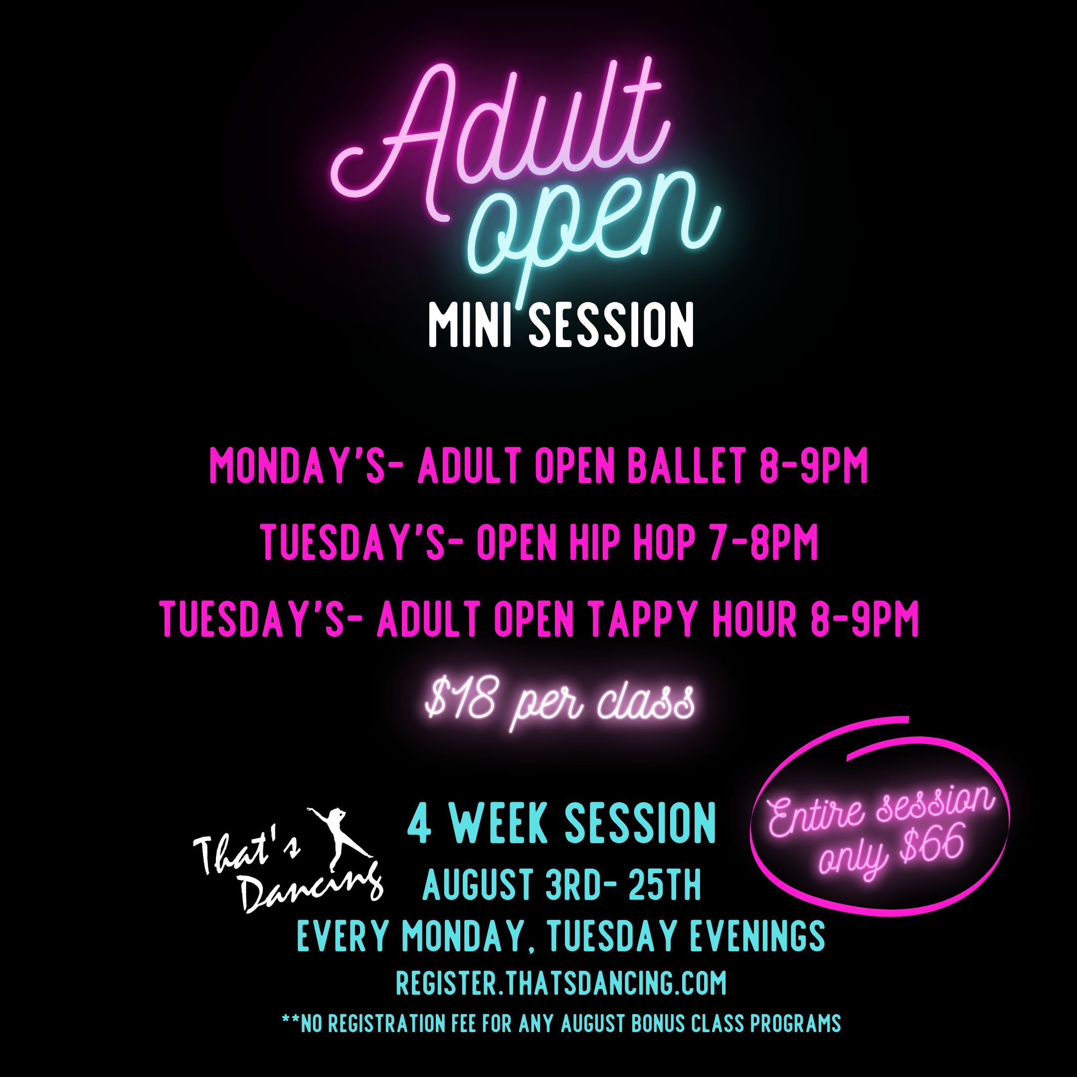 Adult Endless Summer Mini Session - HIP HOP &amp; TAPPY HOUR 