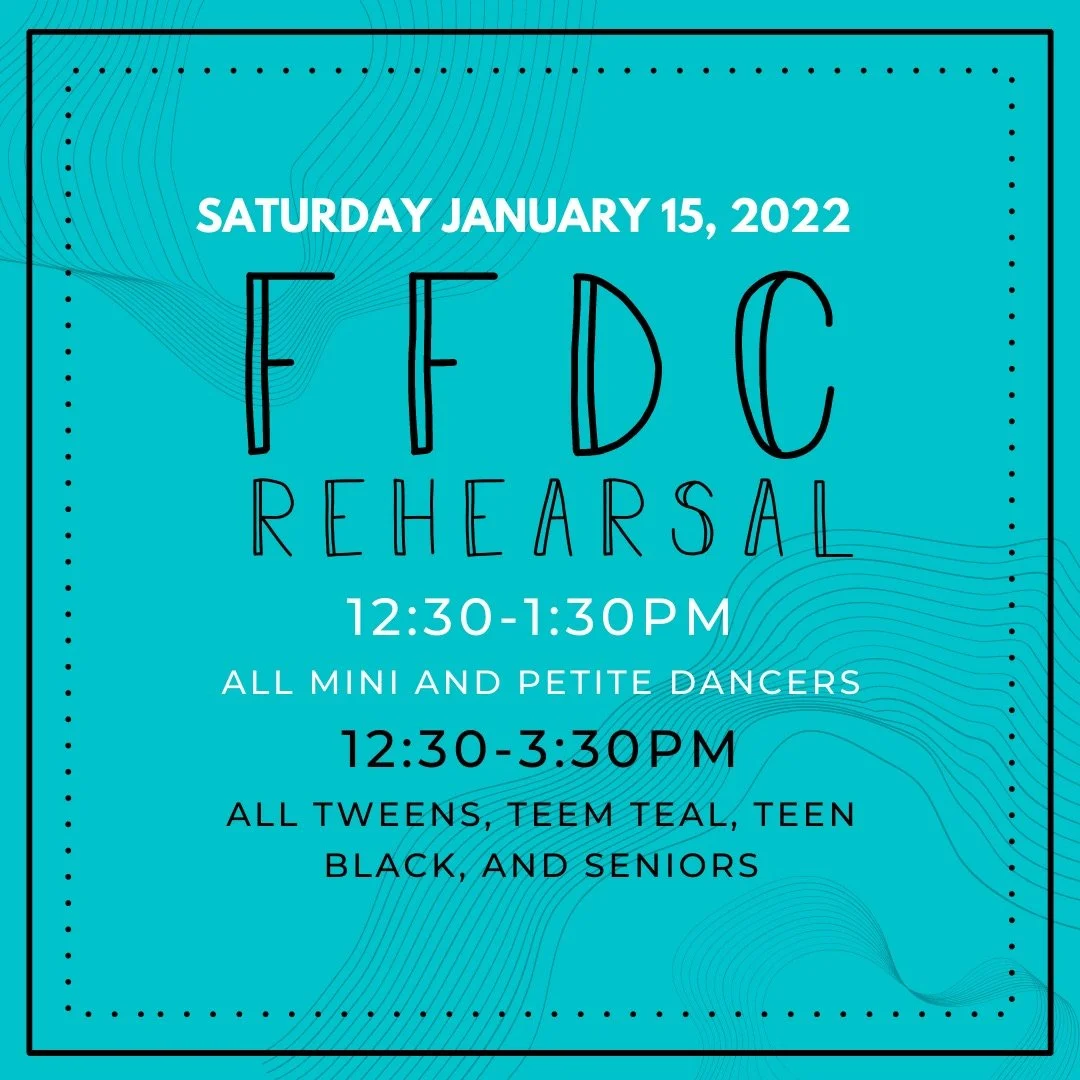 FFDC Rehearsal - Times below for specific teams