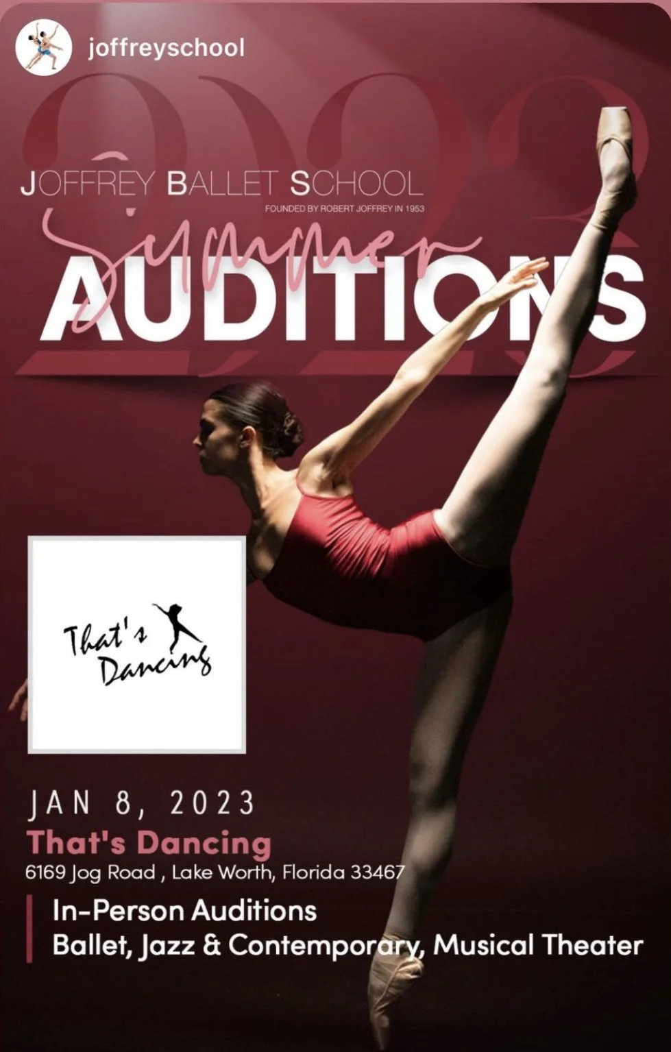 Joffrey Summer Intensive ON SITE Audition