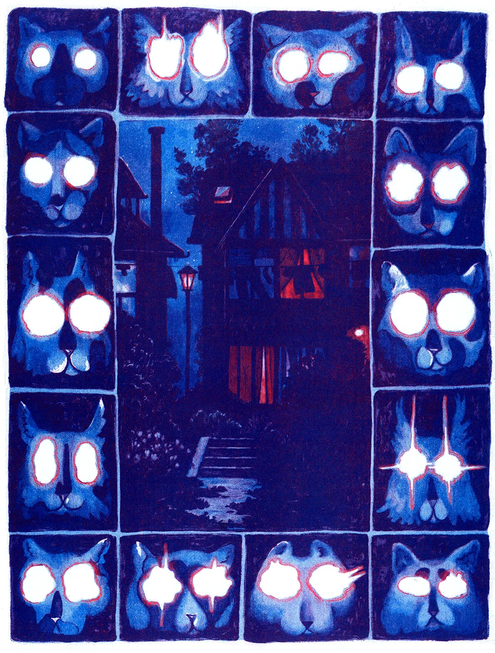 Lights on Bain. 11x17. 3 Colour Risograph. $20 + Shipping