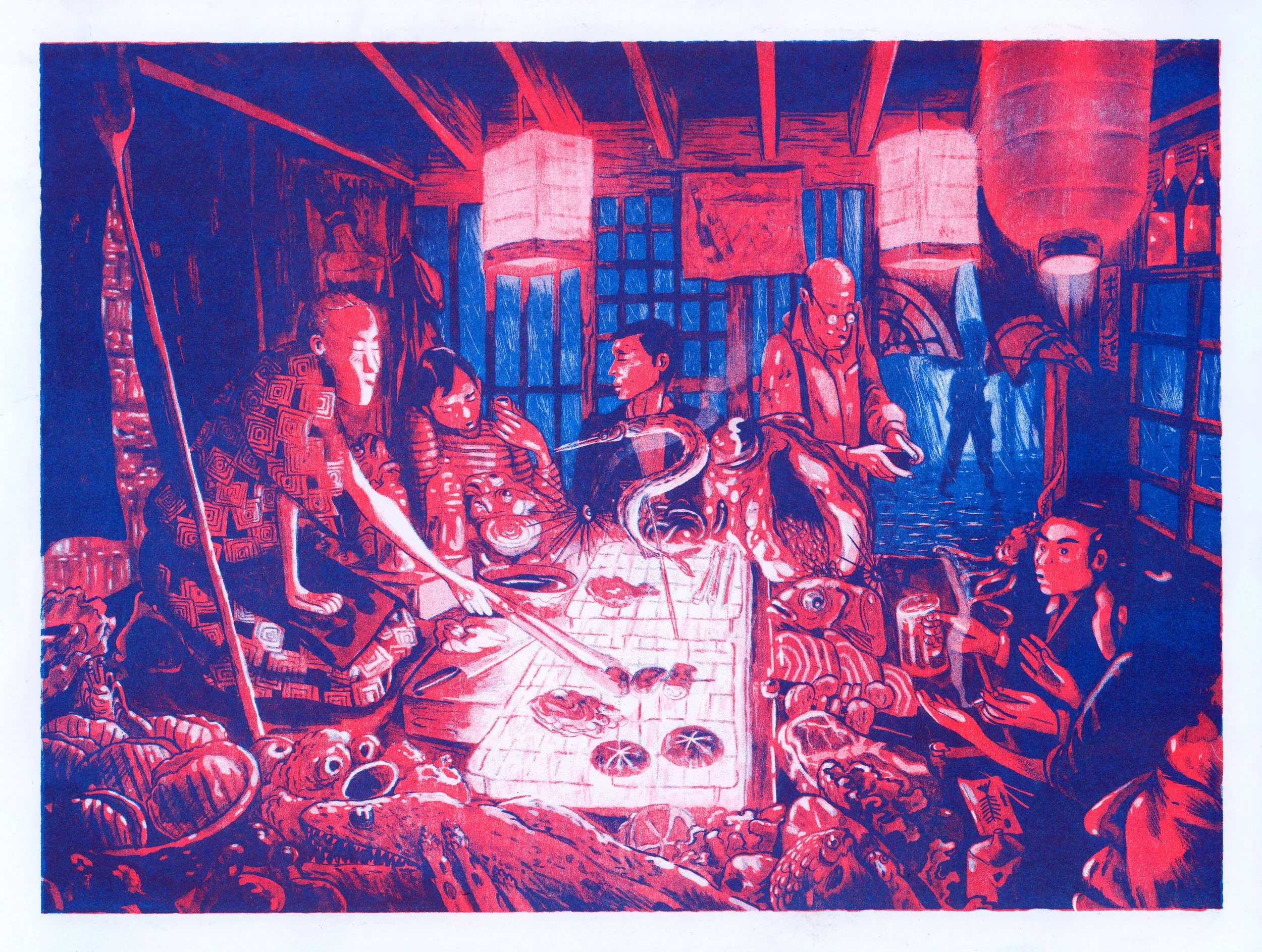 Robatayaki. 8x10. 2 Colour Risograph. $10 + Shipping