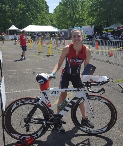 With my bike and bobblehead award!