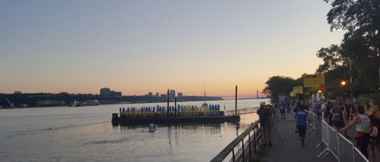 The temporary pier from which we start the swim.
