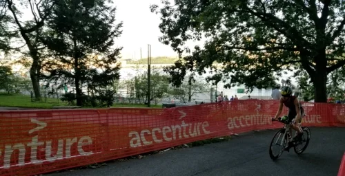 Up and at 'em! The infamous steep climb that begins the bike course. Photo Credit: Alysia Dusseau