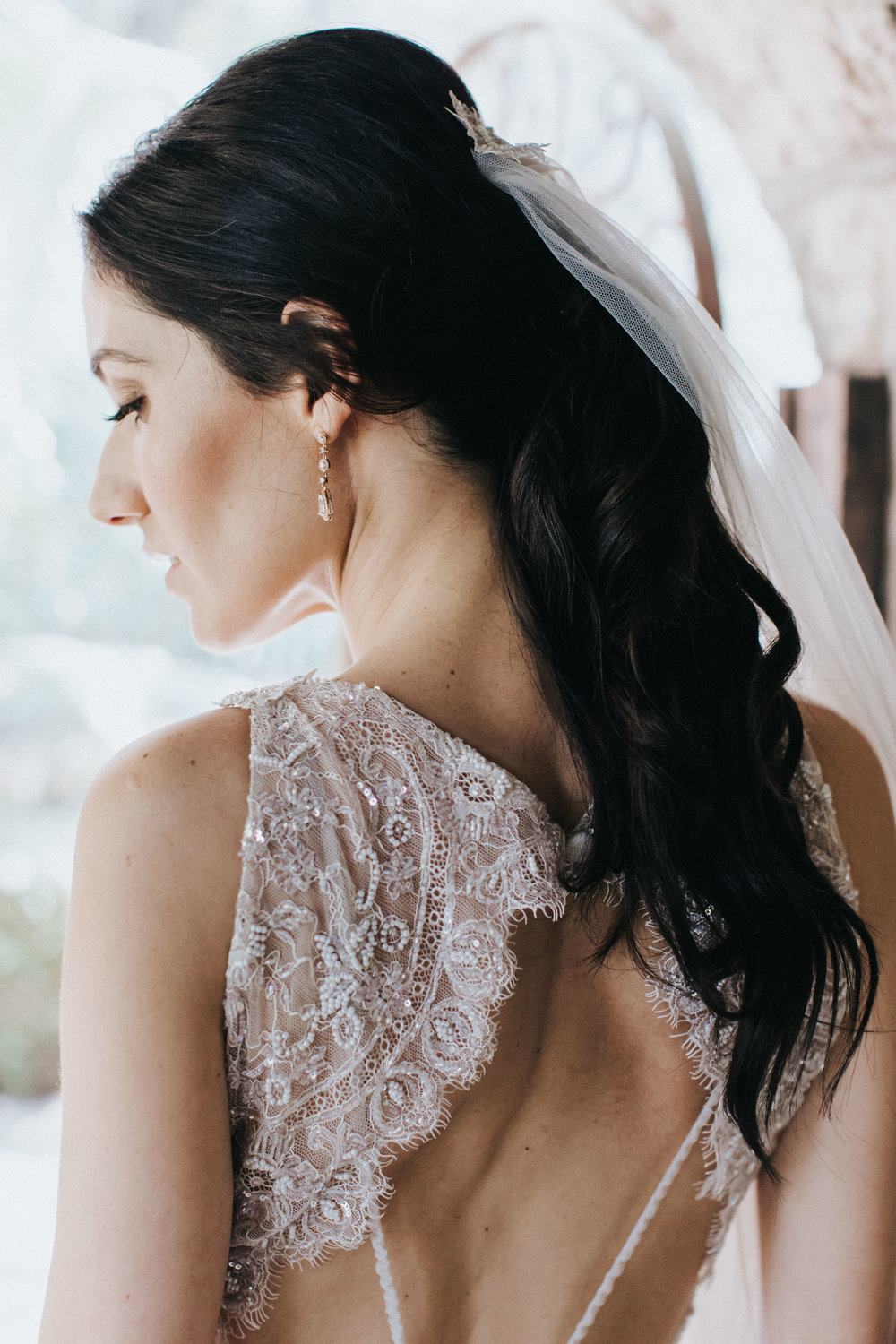 Lace and silk wedding gown