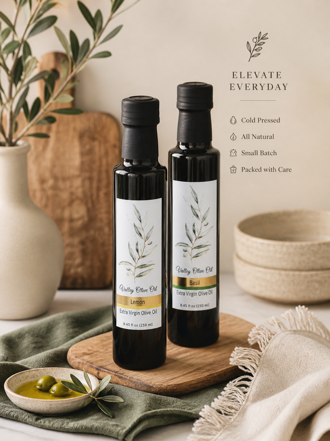 250ml Lemon & Basil Fused Extra Virgin Olive Oil Set