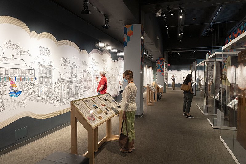  Folks engage with the many features of the ColoringSTL exhibit. Photo Courtesy of Missouri History Museum. 