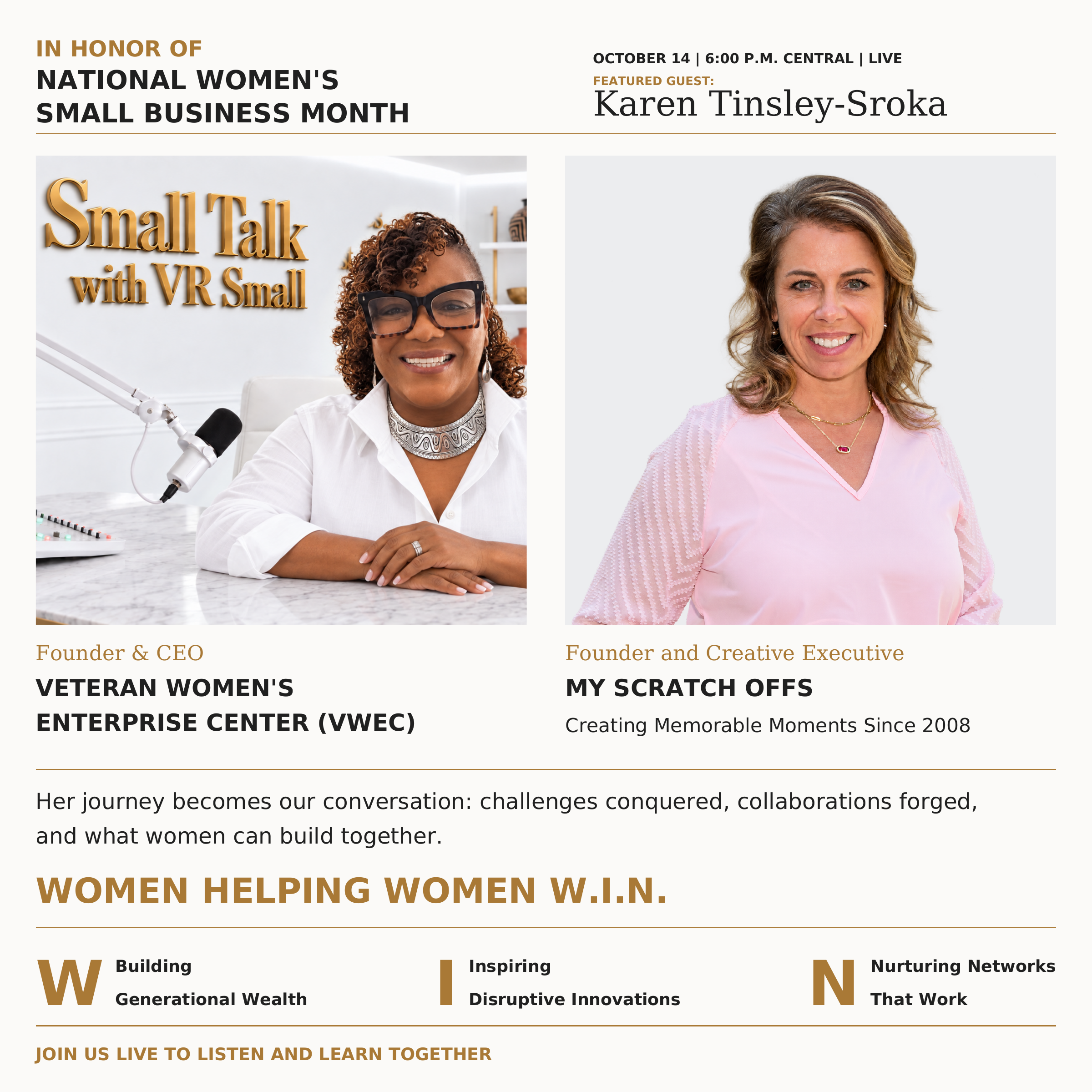 Small Talk with VR Small: Women Helping Women WIN with Karen Tinsley-Sroka
