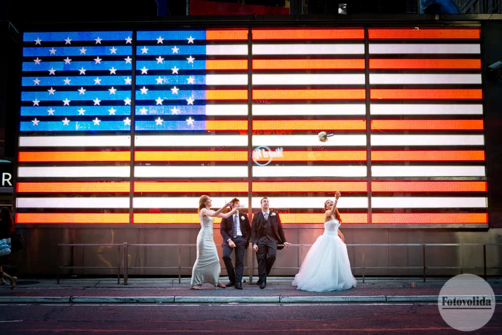 Times Square bouquet toss!