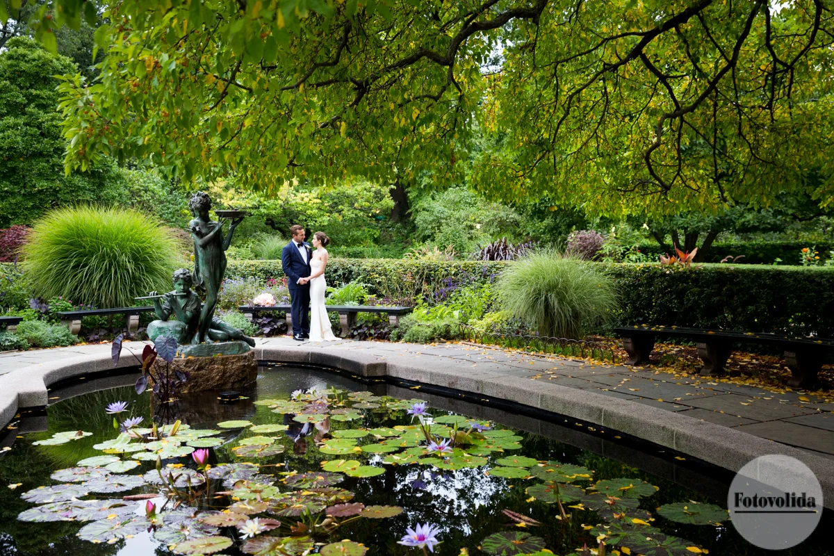Michael and Justine's Autumn wedding under the Wisteria Pergola at Central Park's Conservatory Garden
