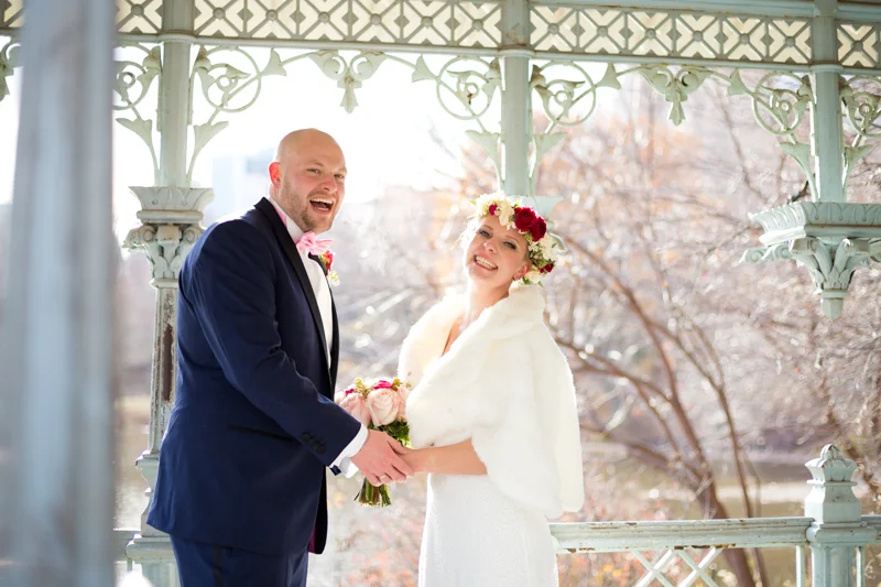 Winter wedding at Ladies Pavilion in Central Park