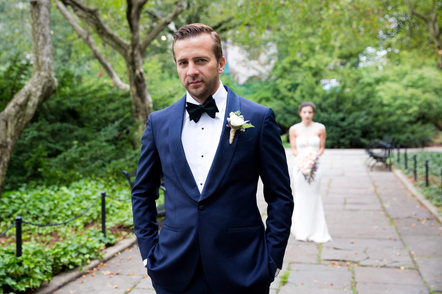 They decided to do a "first look" to capture Michael's reaction seeing Justine for the first time before the ceremony