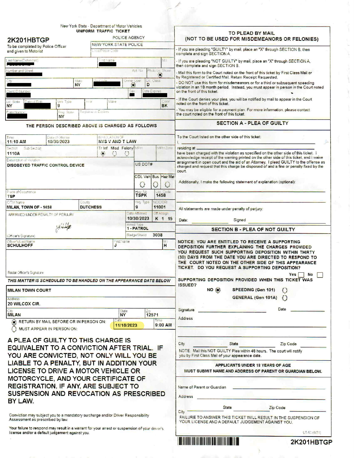How to respond to a New Paltz traffic ticket Bankruptcy Traffic Law How to respond to a New Paltz traffic ticket Bankruptcy Traffic Law