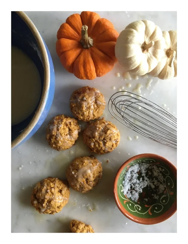 Spiced Pumpkin Oatmeal Cookies with a Maple Sea Salt Glaze
