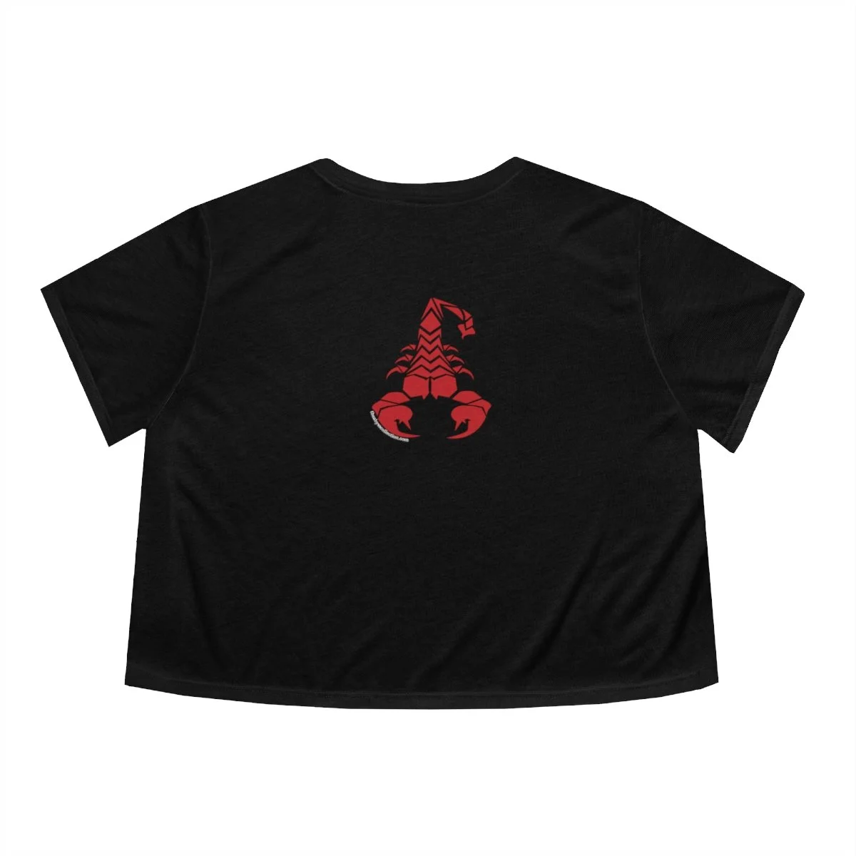 Black crop tee with red scorpion logo on the back