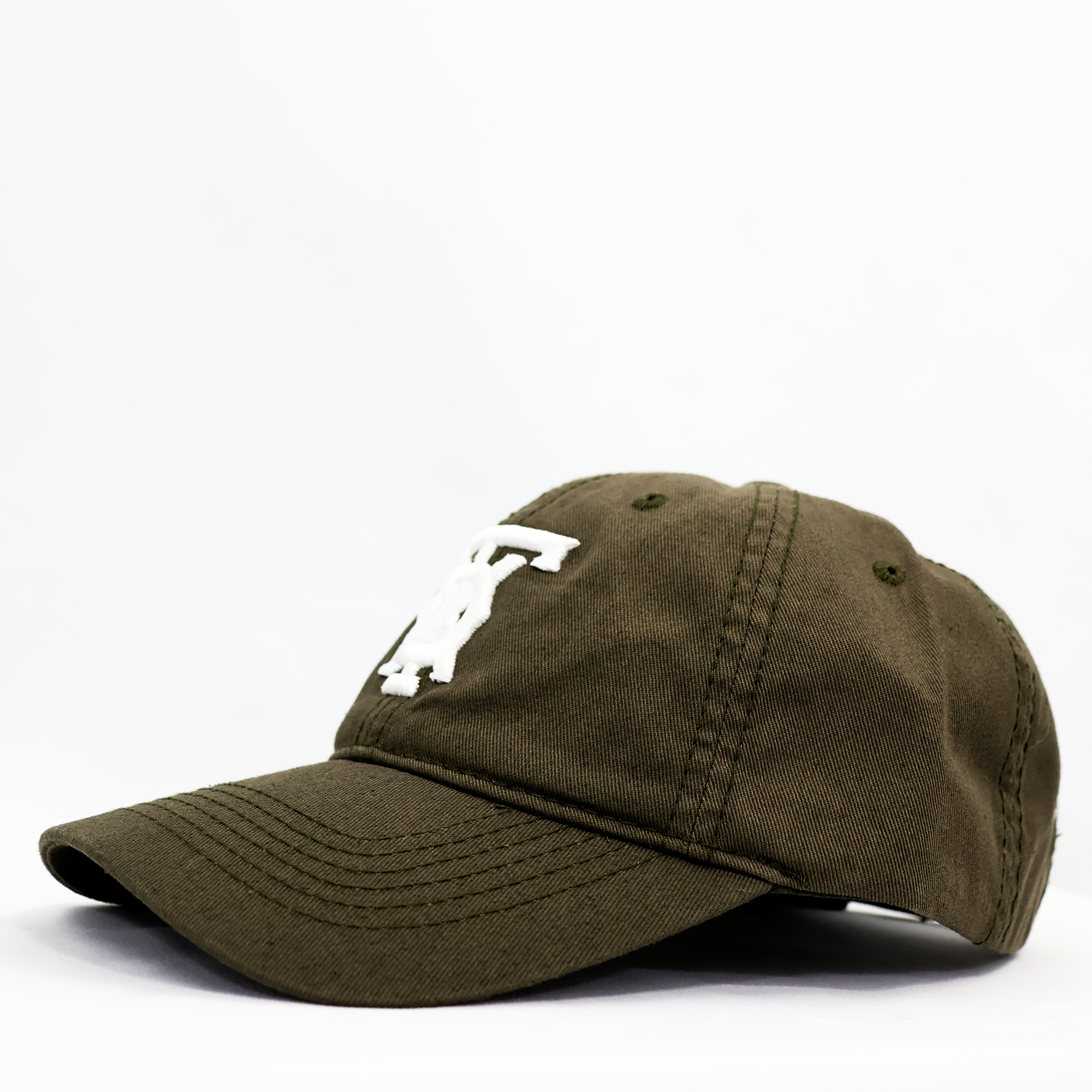 DTX Dallas Hat (Olive Side View) – Embroidered Dad Hat for Locals and City Lovers | The Abyss Collection