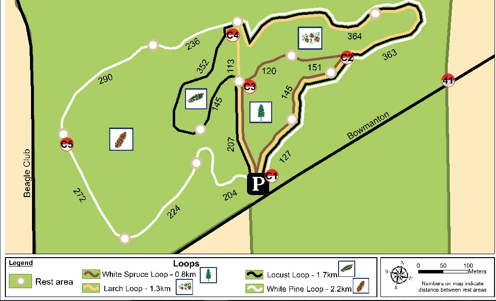 The four trail loops at Carstairs.
