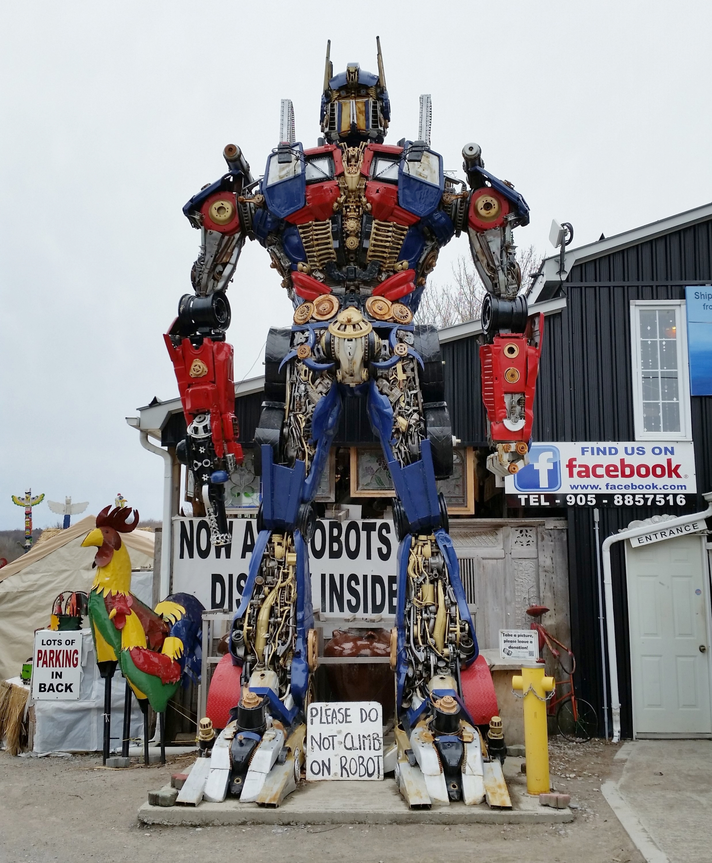 The 26 foot tall robot in the parking lot.