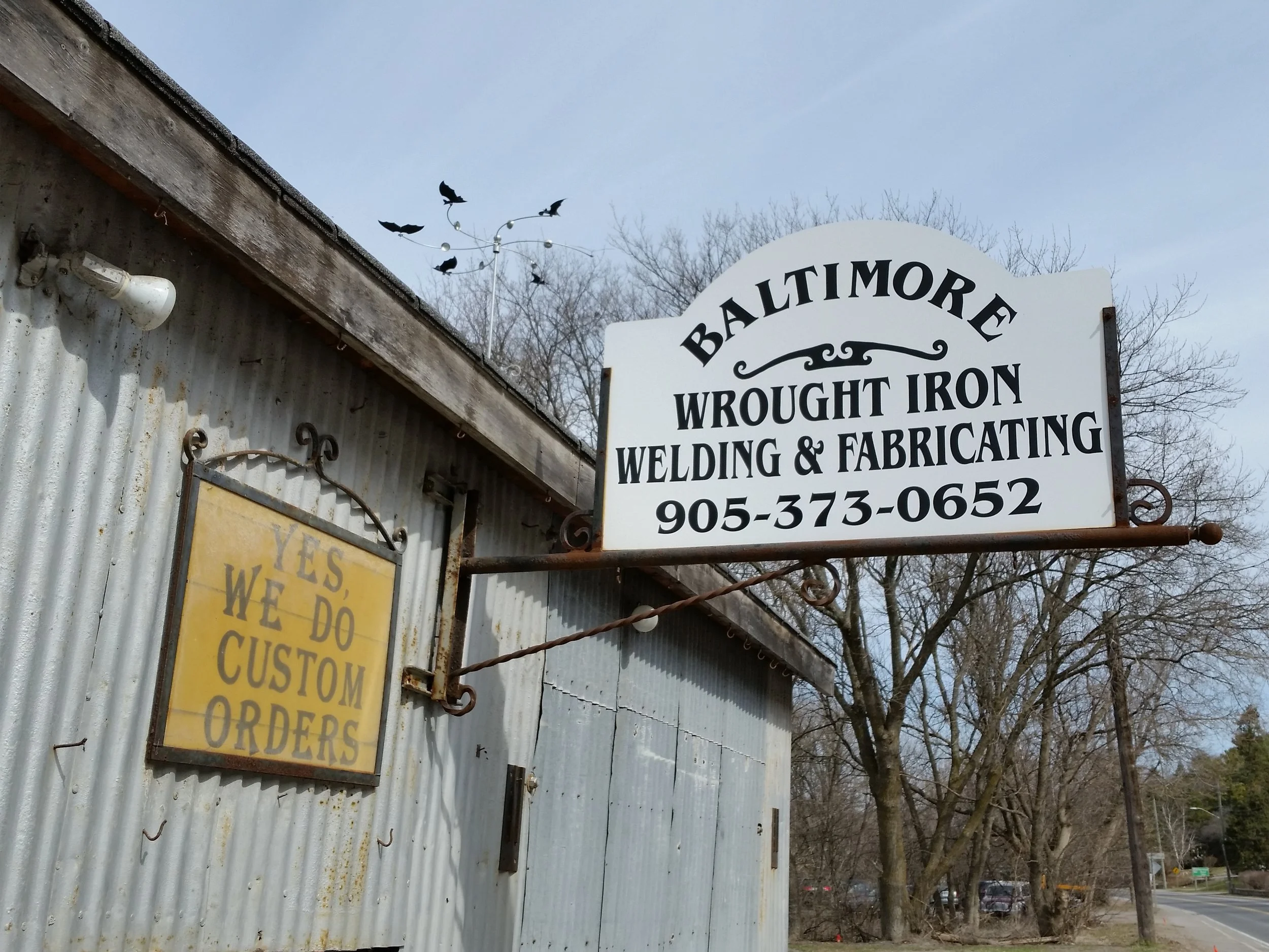 Baltimore Wrought Iron Welding and Fabricating, north of Cobourg in Baltimore, Ontario.