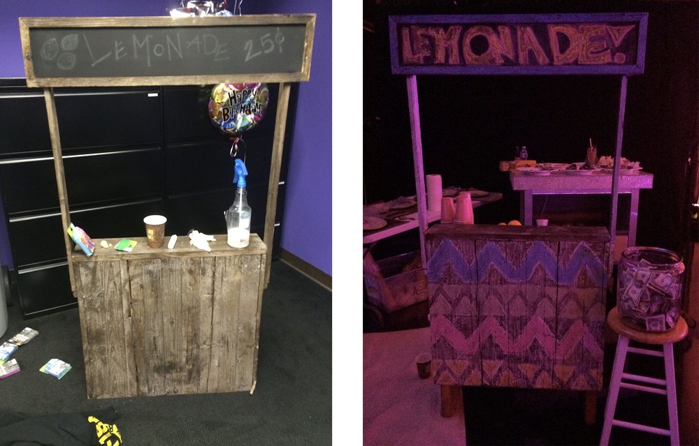  This was my very first project helping the art department. The wooden lemonade stand was rented from the WB prop house and I was asked to dress it up with chalk. I wish I took better photos of this! 
